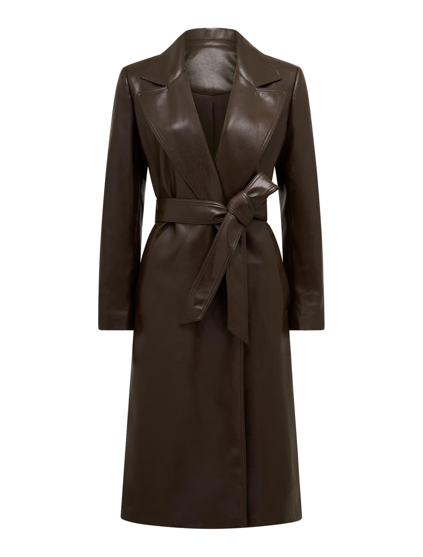 Gabbi Petite Vegan Leather Trench Chocolate_mannequin