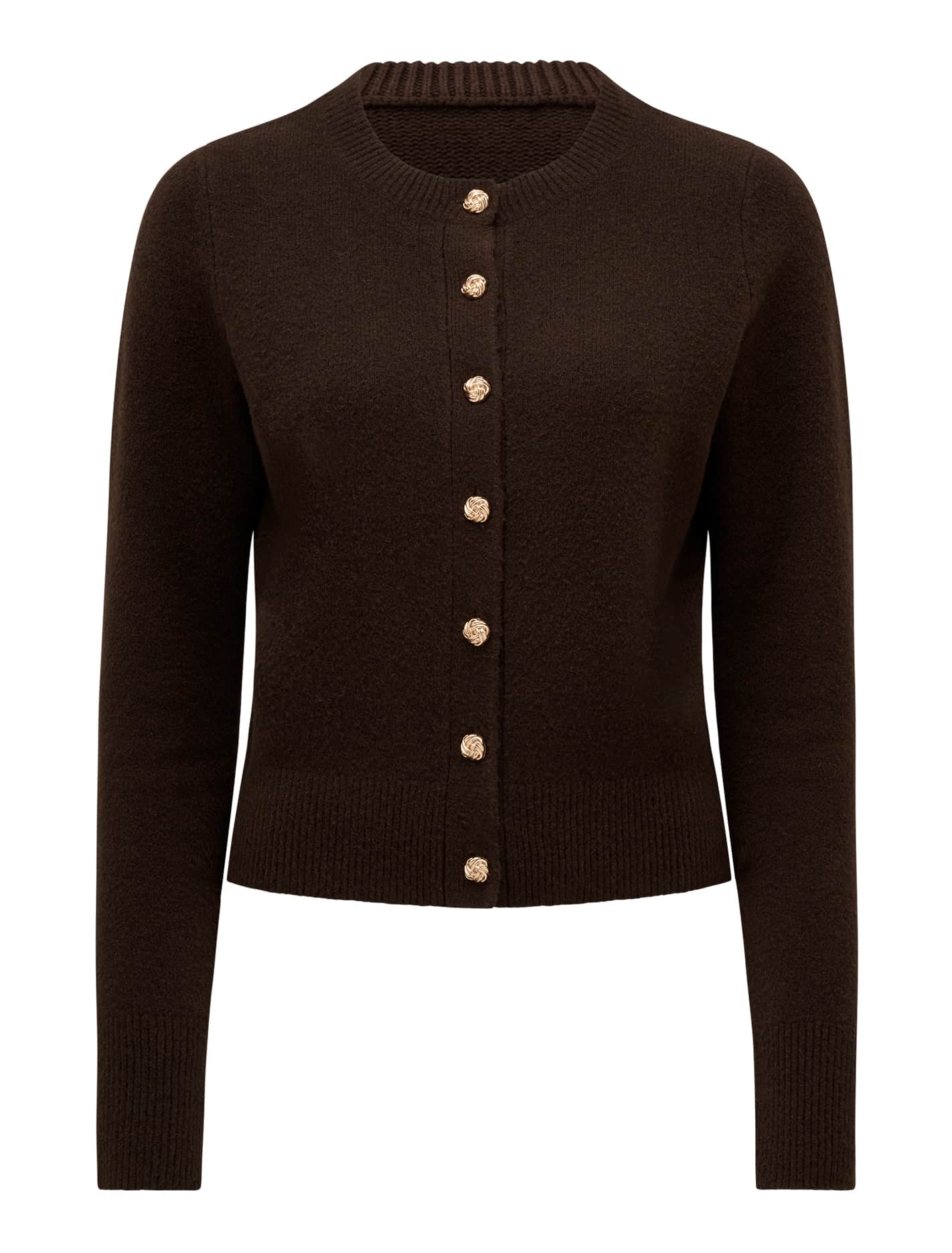 May Crew Neck Cardigan Chocolate_mannequin