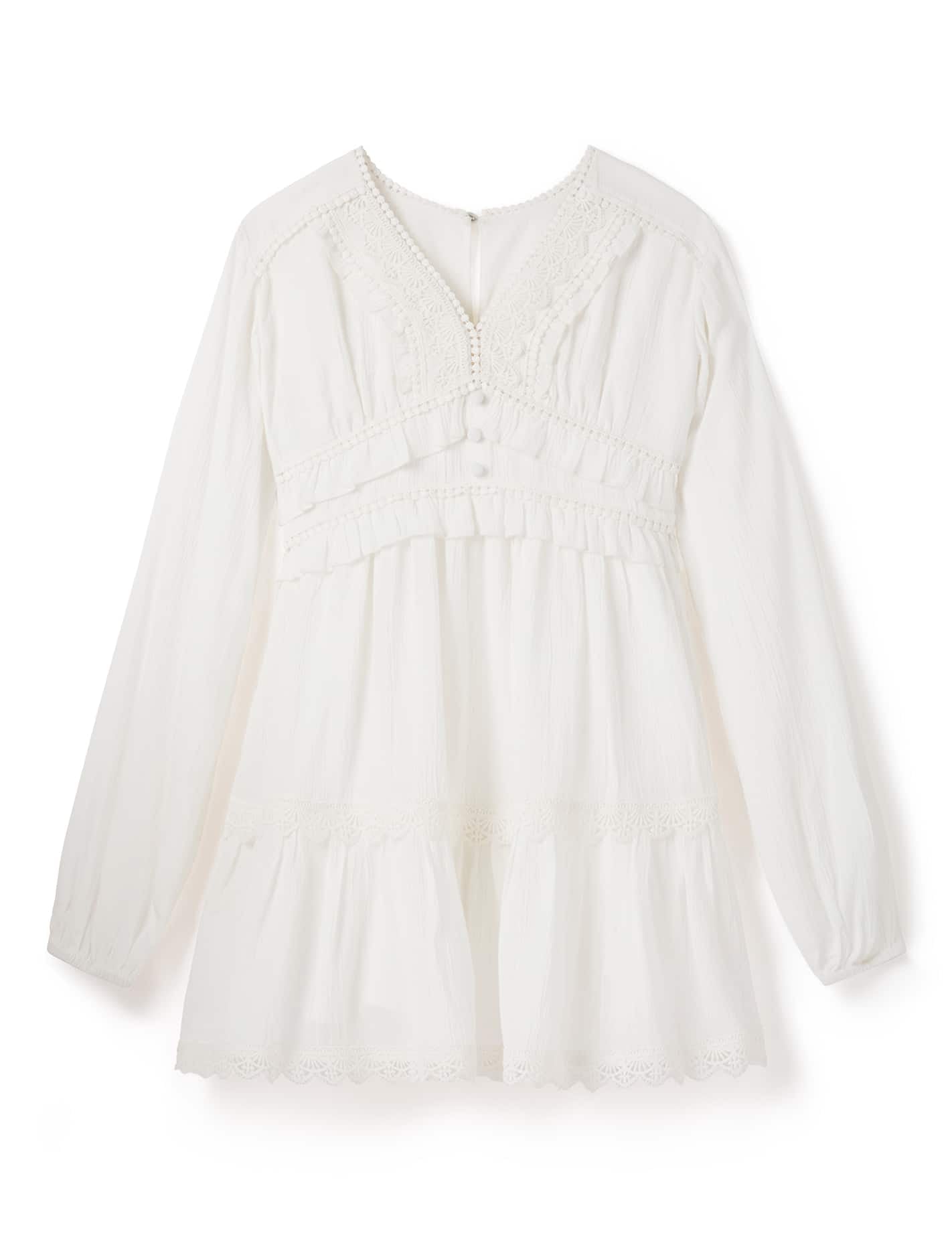 Everly Teen Lace Trim Dress White Cloud_mannequin