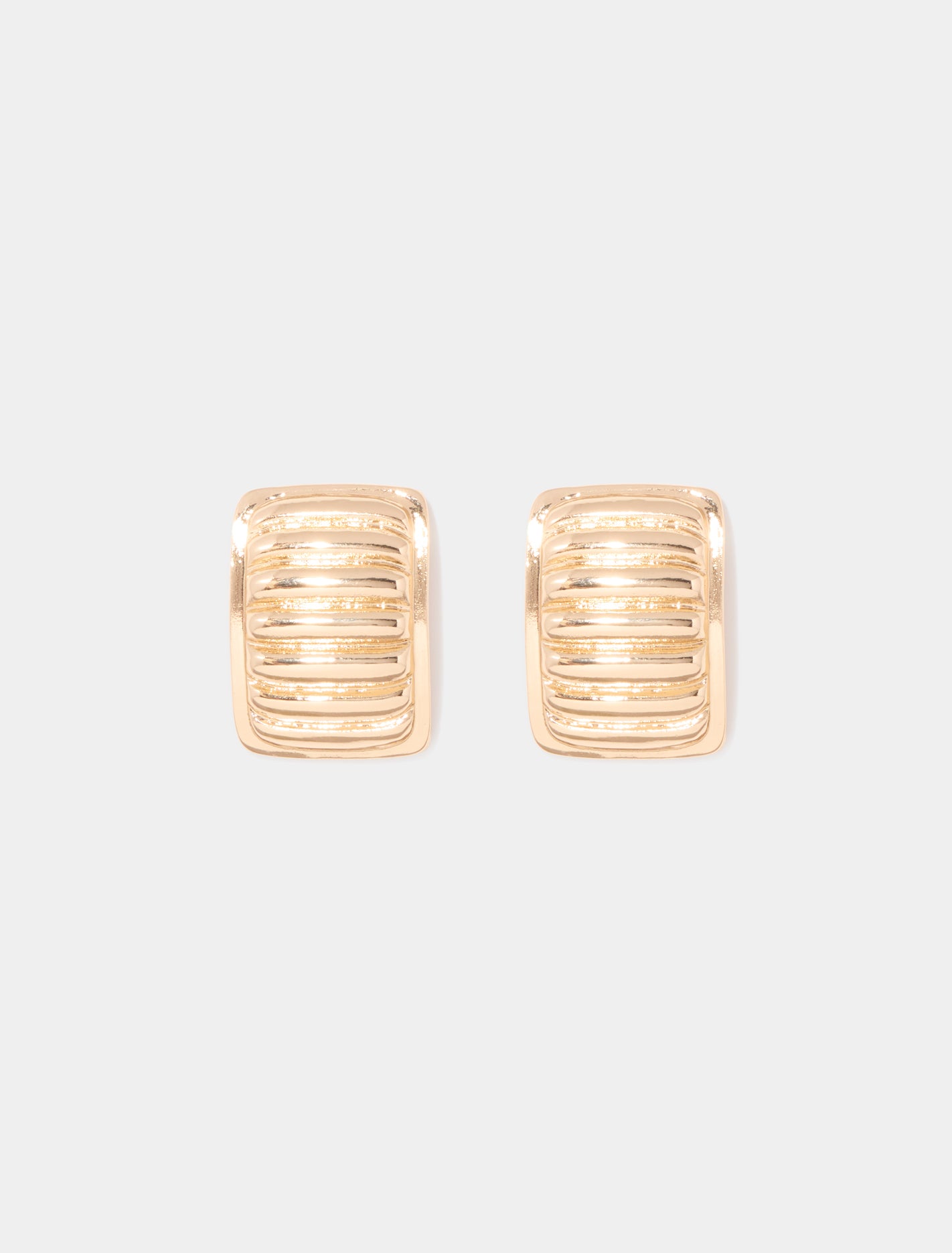 Signature Rylee Rectangle Stud Earrings Gold_mannequin