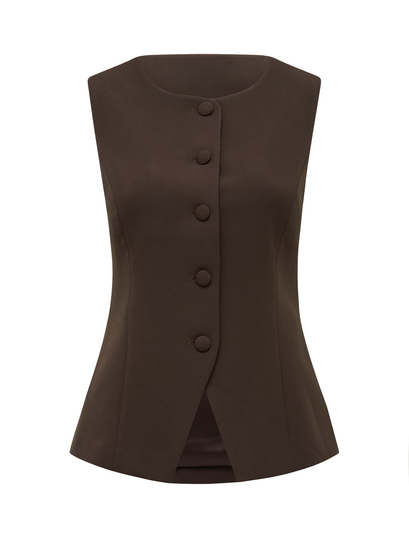 Orla Petite High Neck Waistcoat Chocolate Co-ord_mannequin