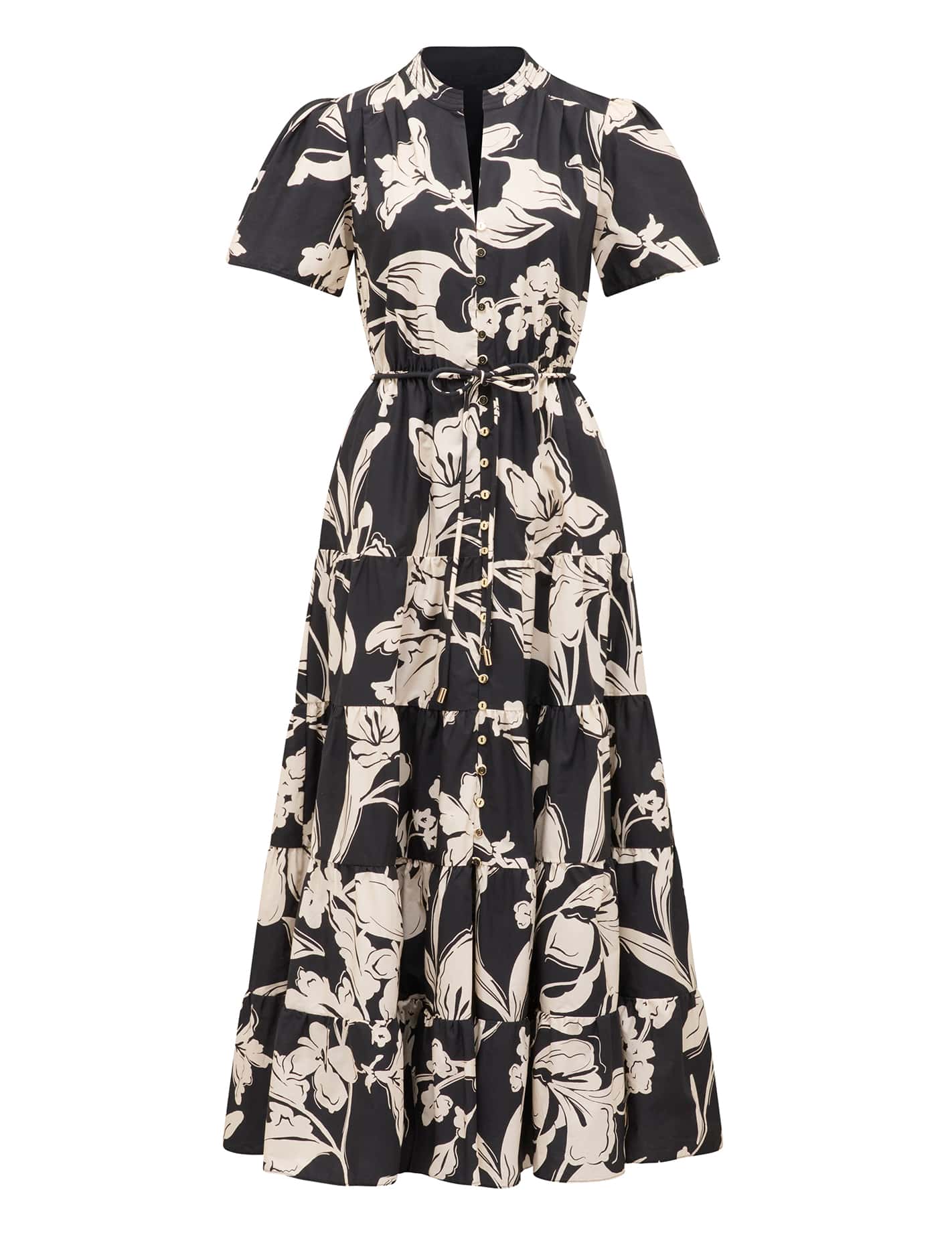 Adeline Short Sleeve Cotton Midi Dress Hyland Floral_mannequin