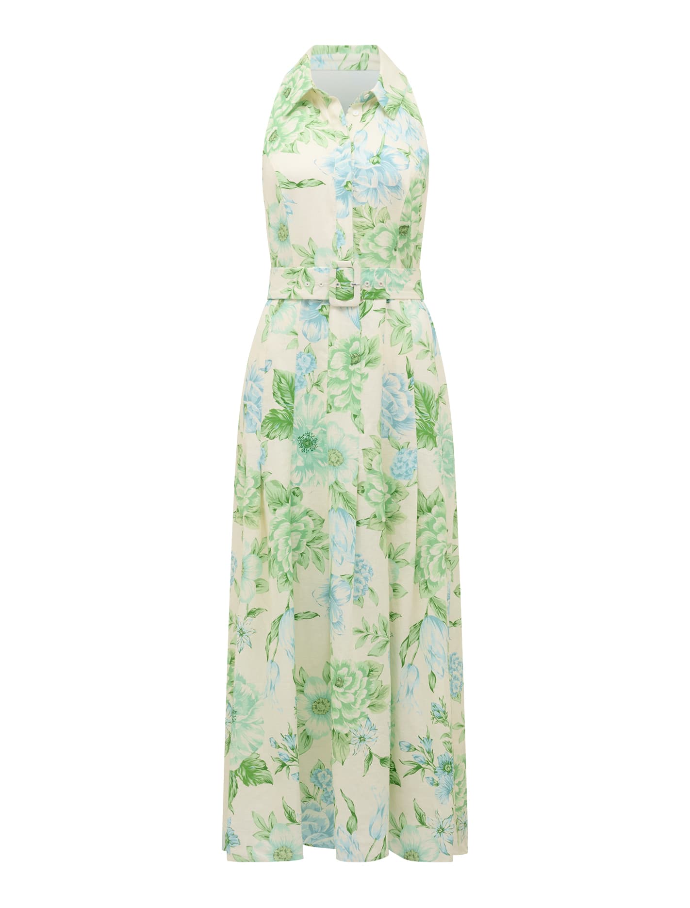 Lindsey Linen Tennis Dress Mint Paxton Floral_mannequin
