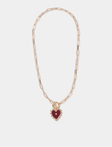 Hailey Heart T-Bar Necklace Wine/Gold_mannequin