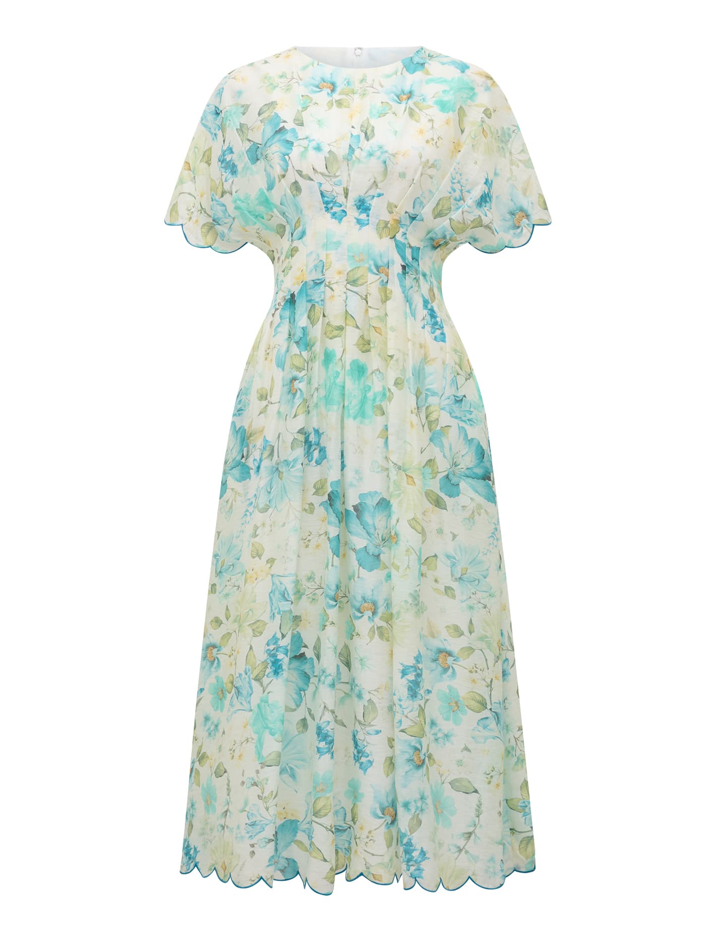 Eve Scallop Trim Midi Dress Macy Floral_mannequin