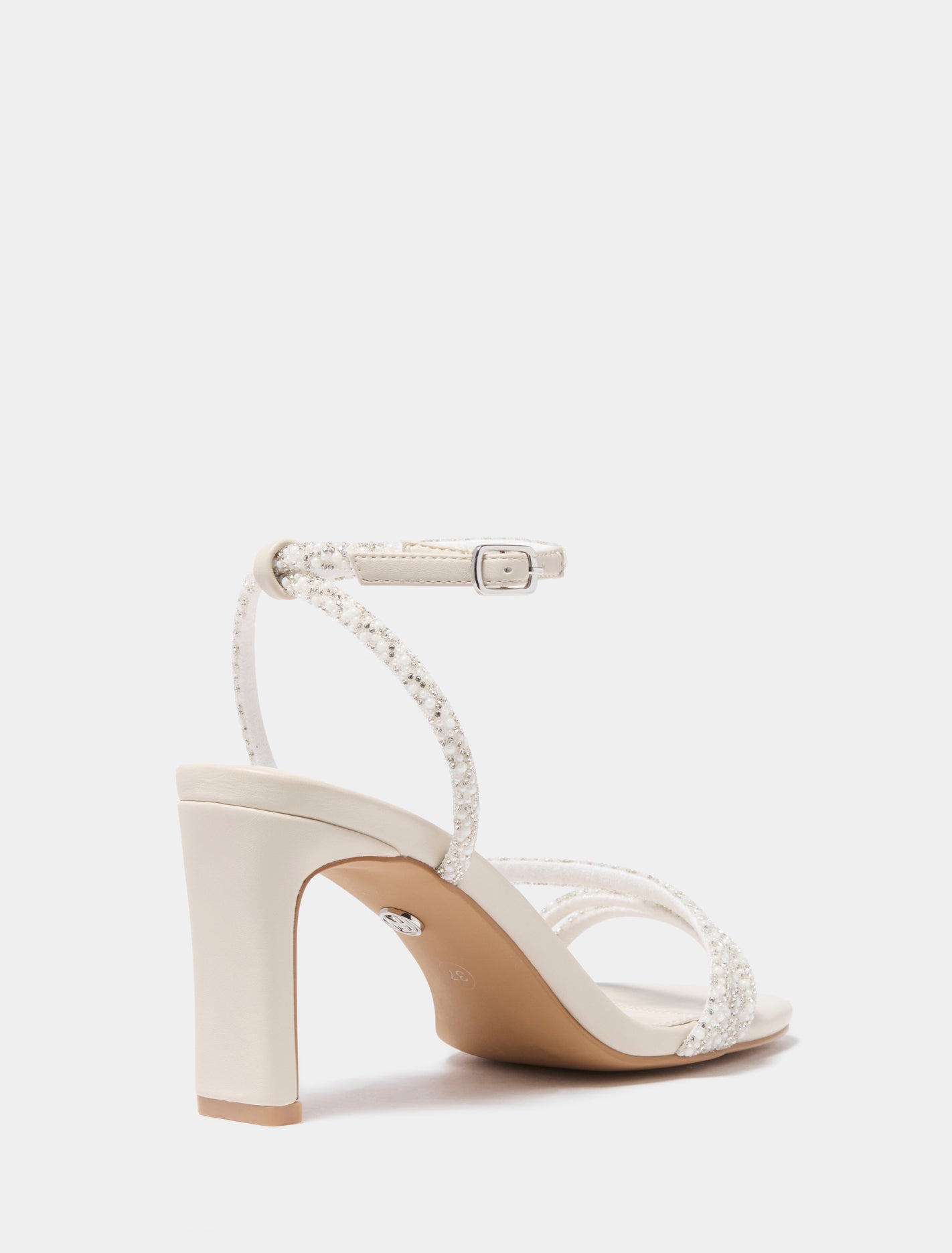 Penelope Asymmetrical Pearl Trim Heels Ivory_mannequin