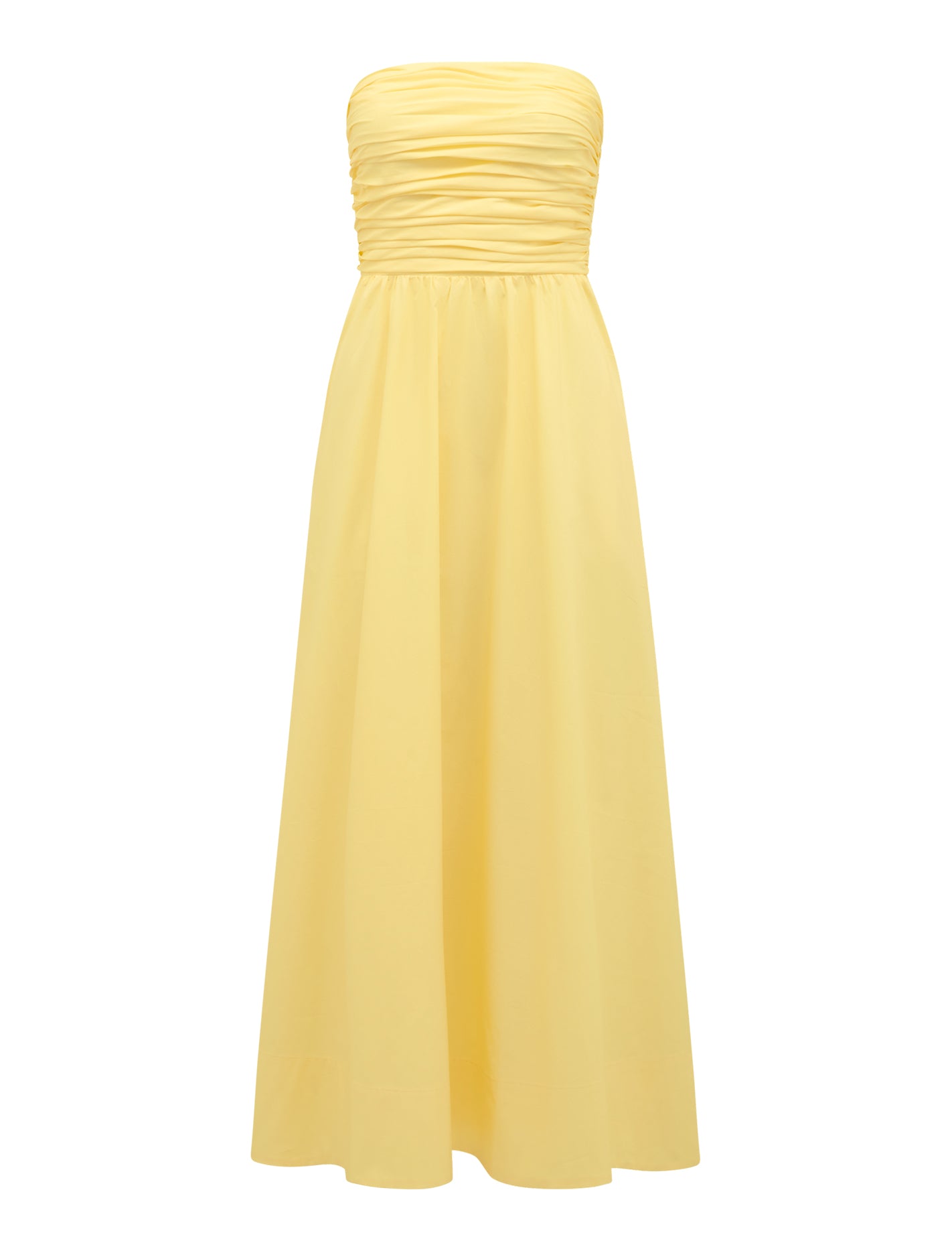 Matisse Ruched Strapless Cotton Midi Dress Spring Daffodil_mannequin