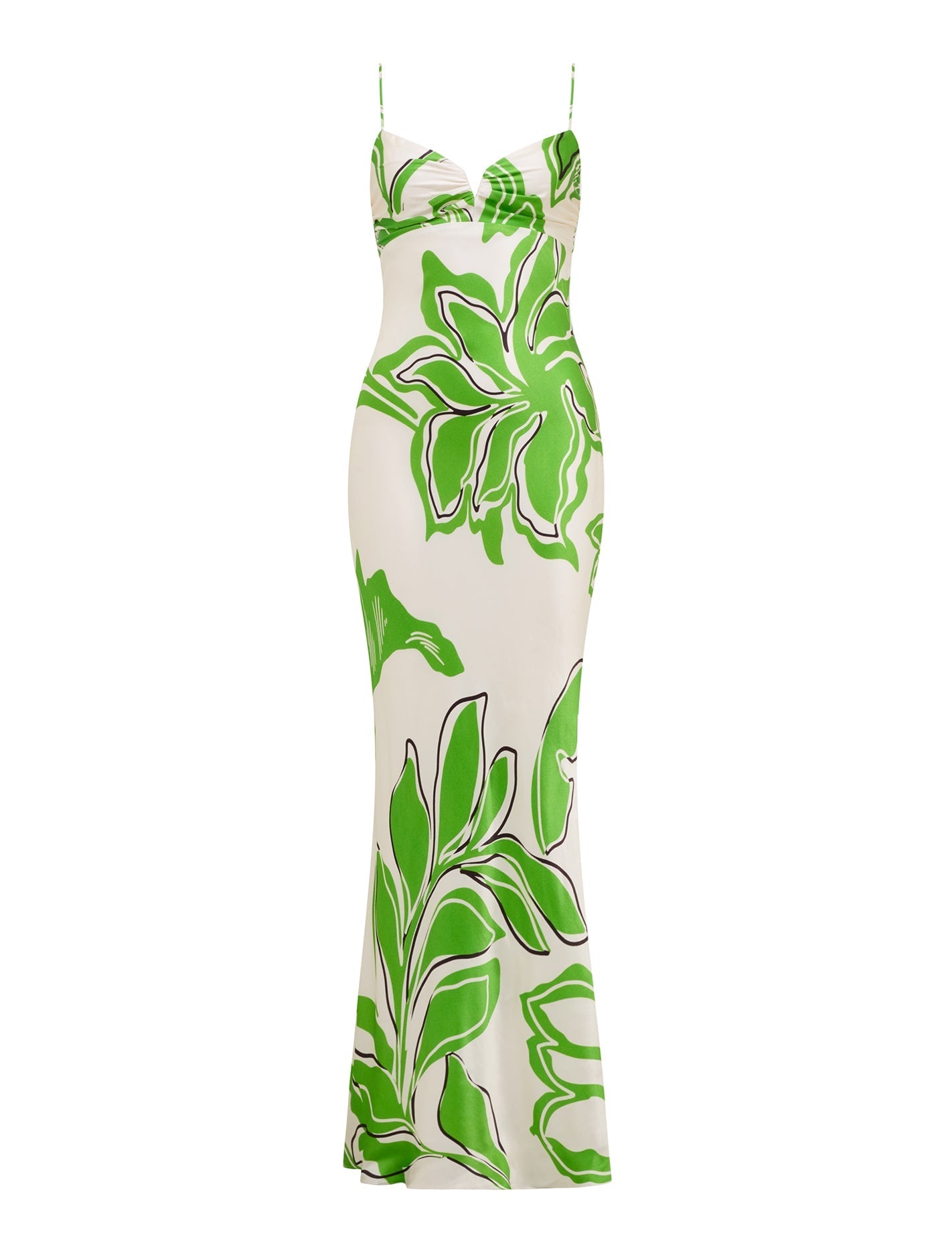 Sloane Printed Satin Maxi Dress Green Mora_mannequin