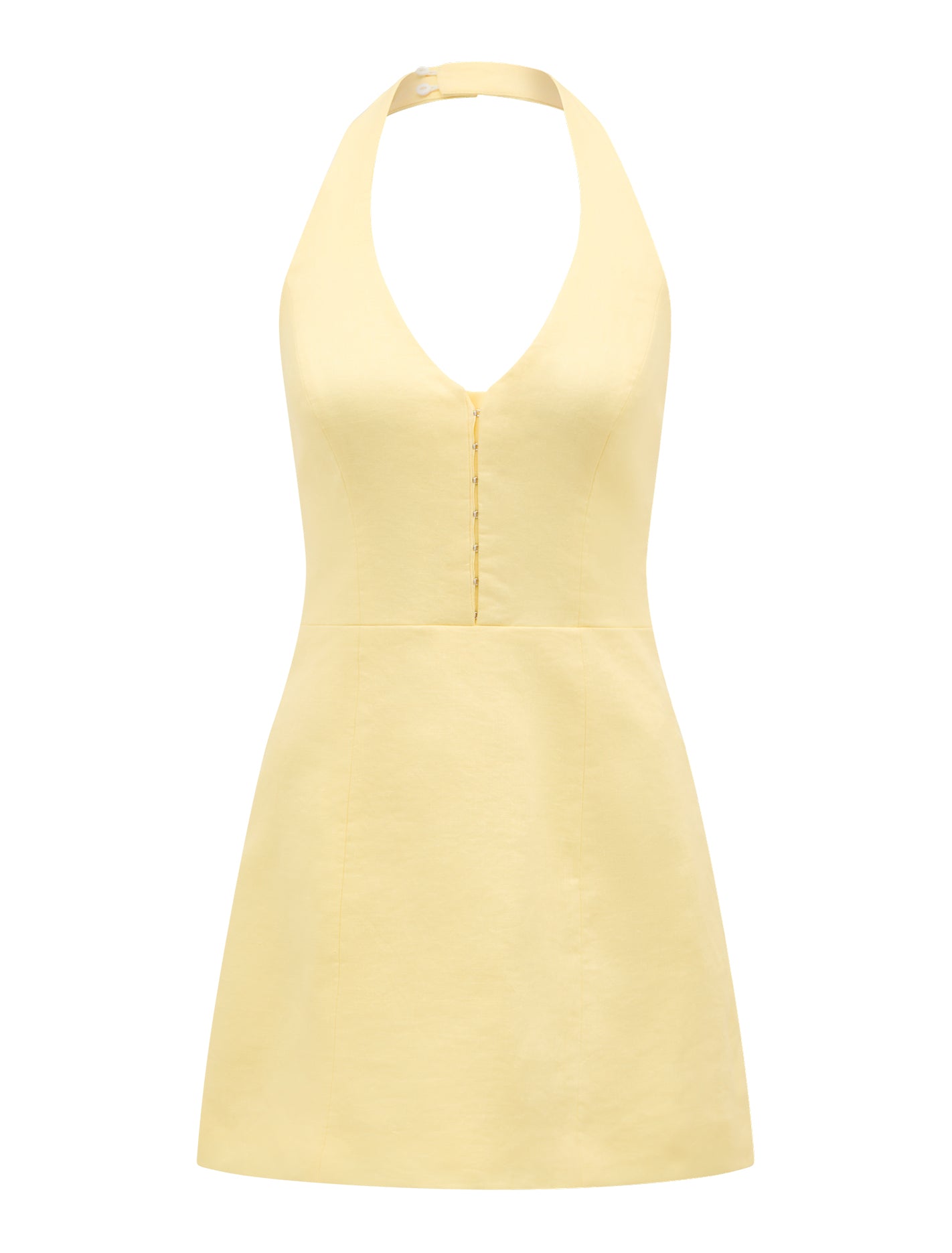 Ricki Linen Halter Mini Dress Spring Daffodil_mannequin