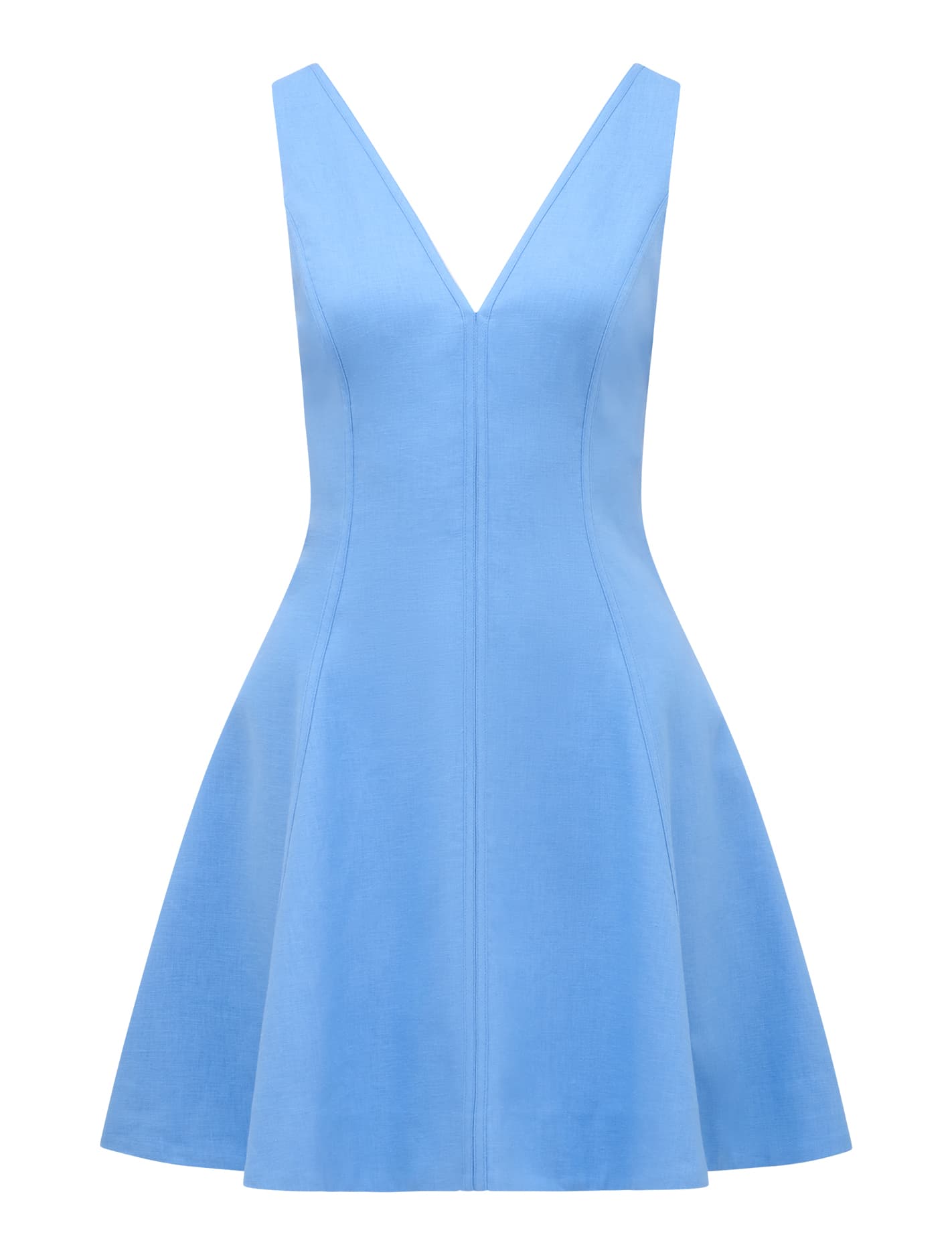 Fran Fit & Flare Linen Mini Dress Blue Lake_mannequin