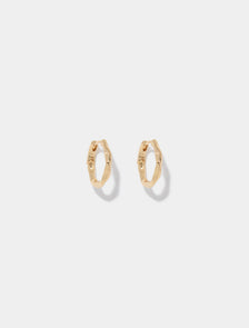 Tanya Small Texture Hoop Earrings Gold Plated_mannequin