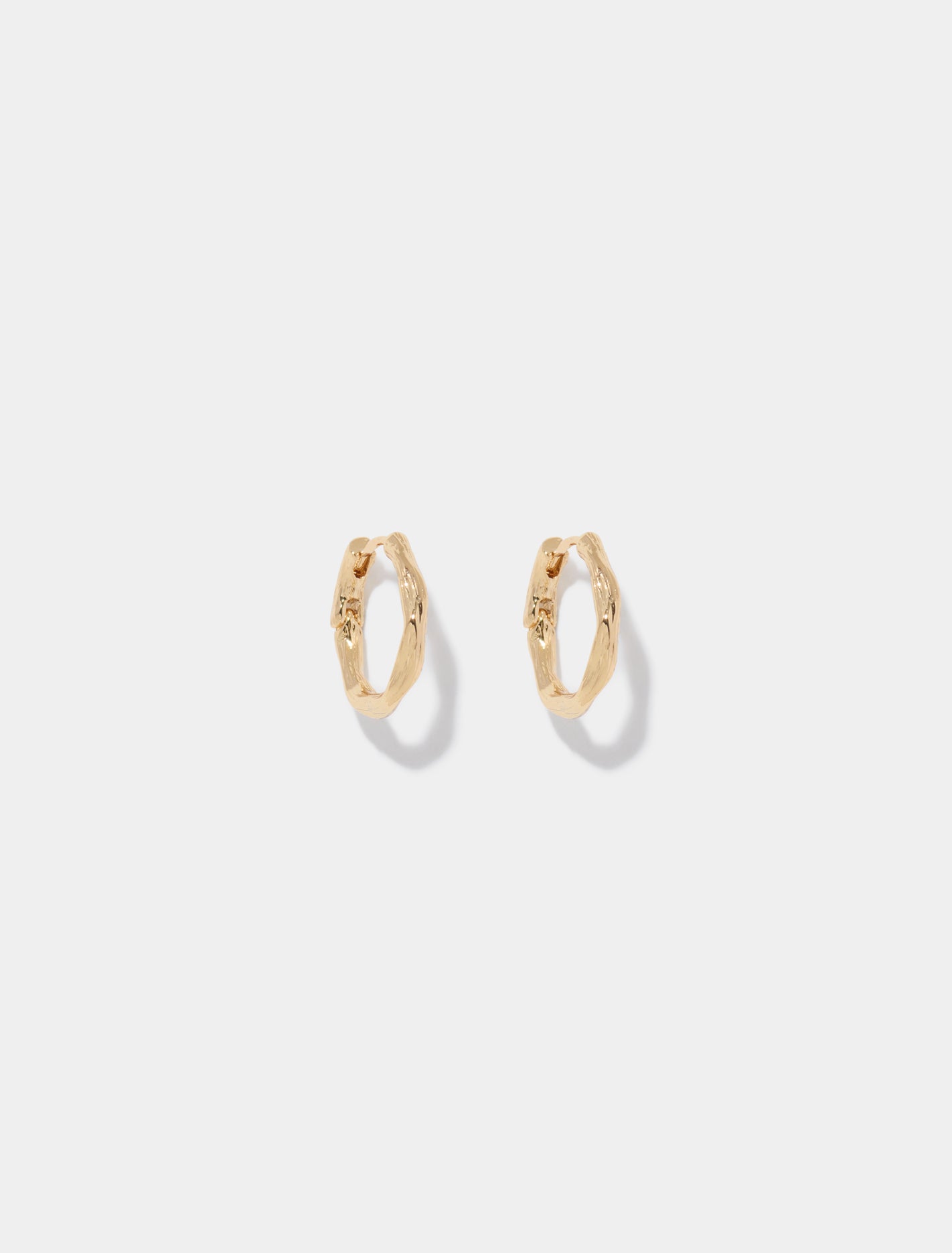 Tanya Small Texture Hoop Earrings Gold Plated_mannequin