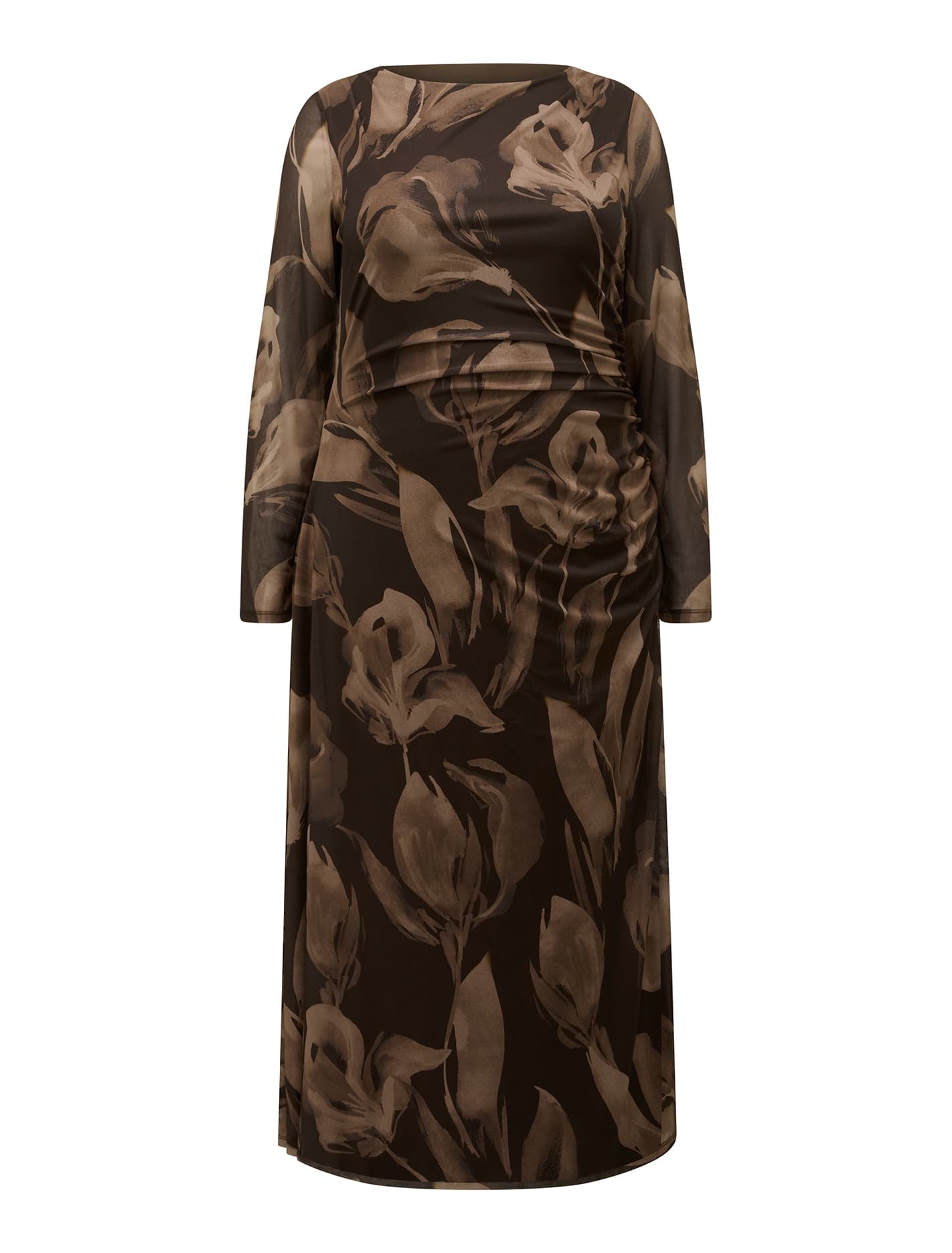 Alannah Curve Mesh Long Sleeve Midi Dress Barkley Floral_mannequin