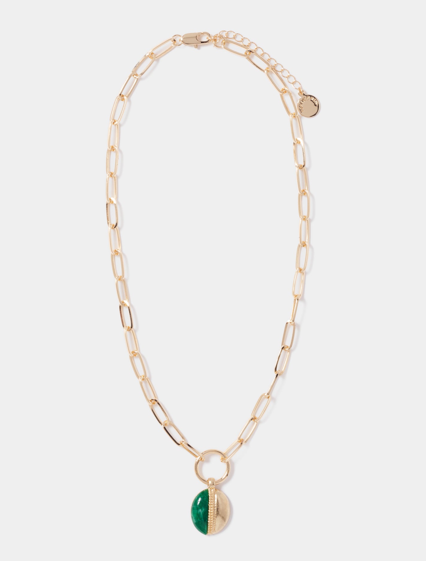 Signature Ember Pendant Necklace Gold/Green_mannequin