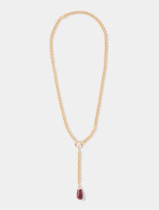 Signature Toni Teardrop Necklace Gold/Wine_mannequin
