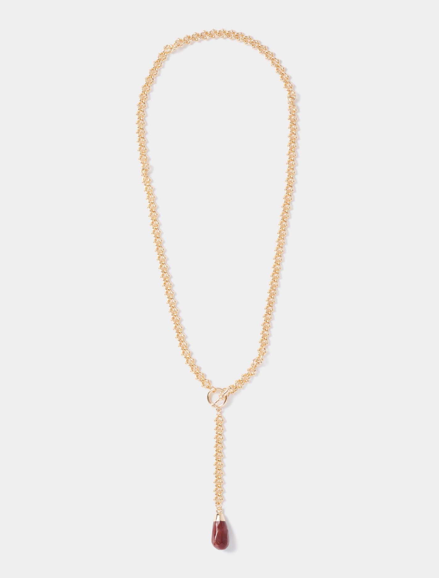 Signature Toni Teardrop Necklace Gold/Wine_mannequin