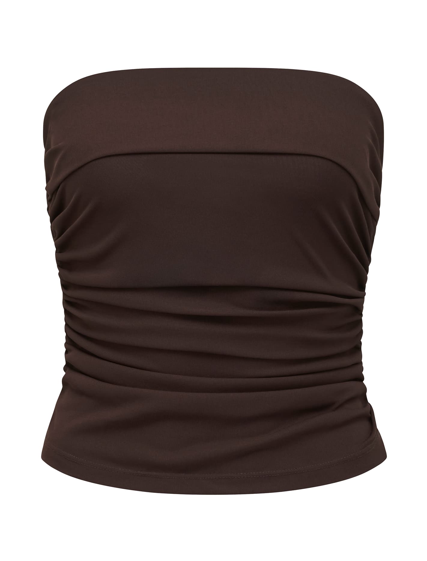 Tayla Ruched Mesh Bandeau Top Chocolate_mannequin