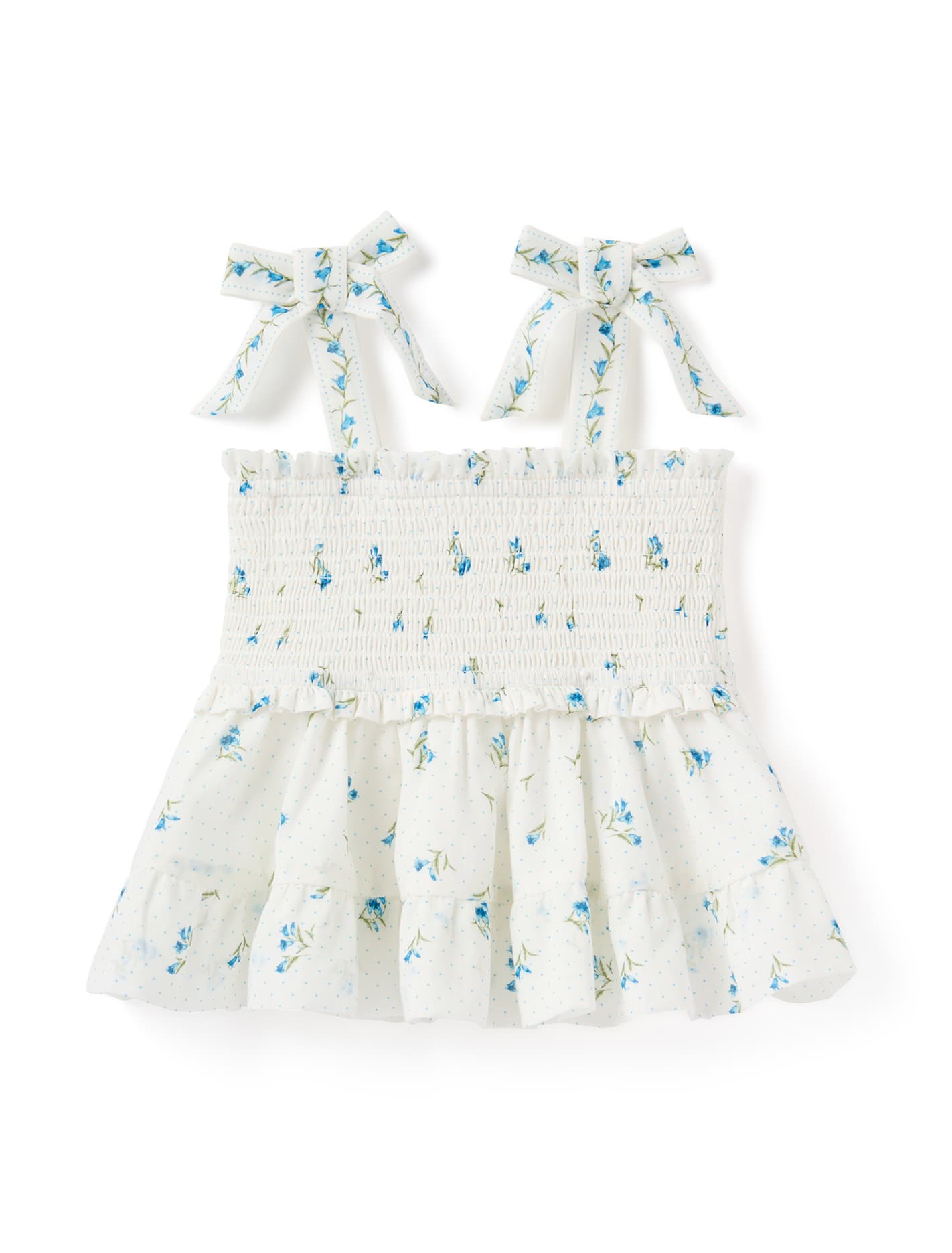 Adelaide Girls Shirred Peplum Top Bluebell Spot_mannequin