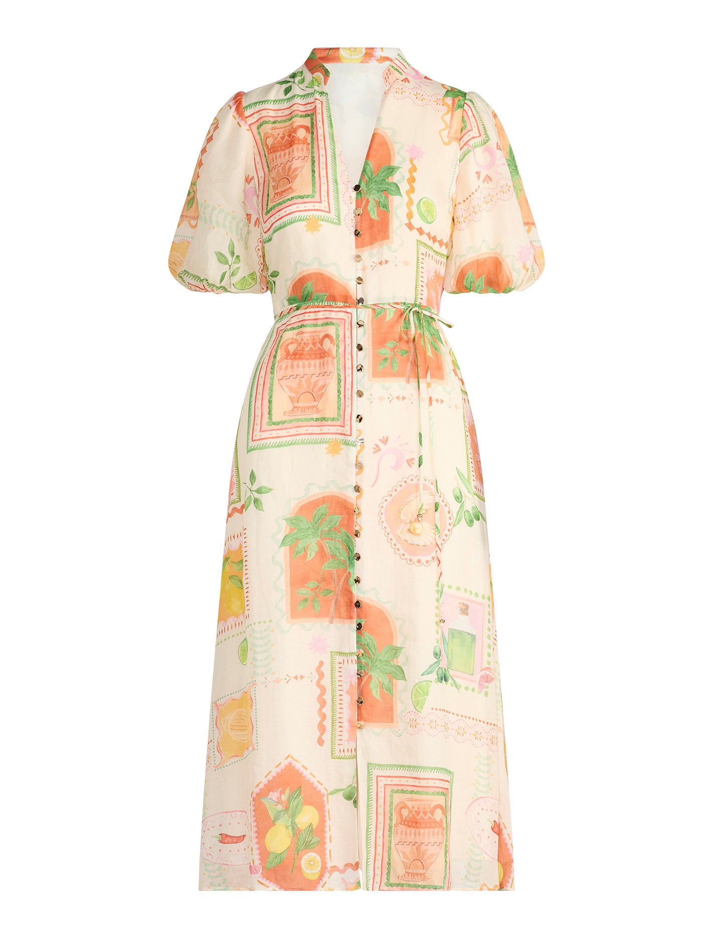 Sophie Puff Sleeve Midi Dress Almada Holiday_mannequin