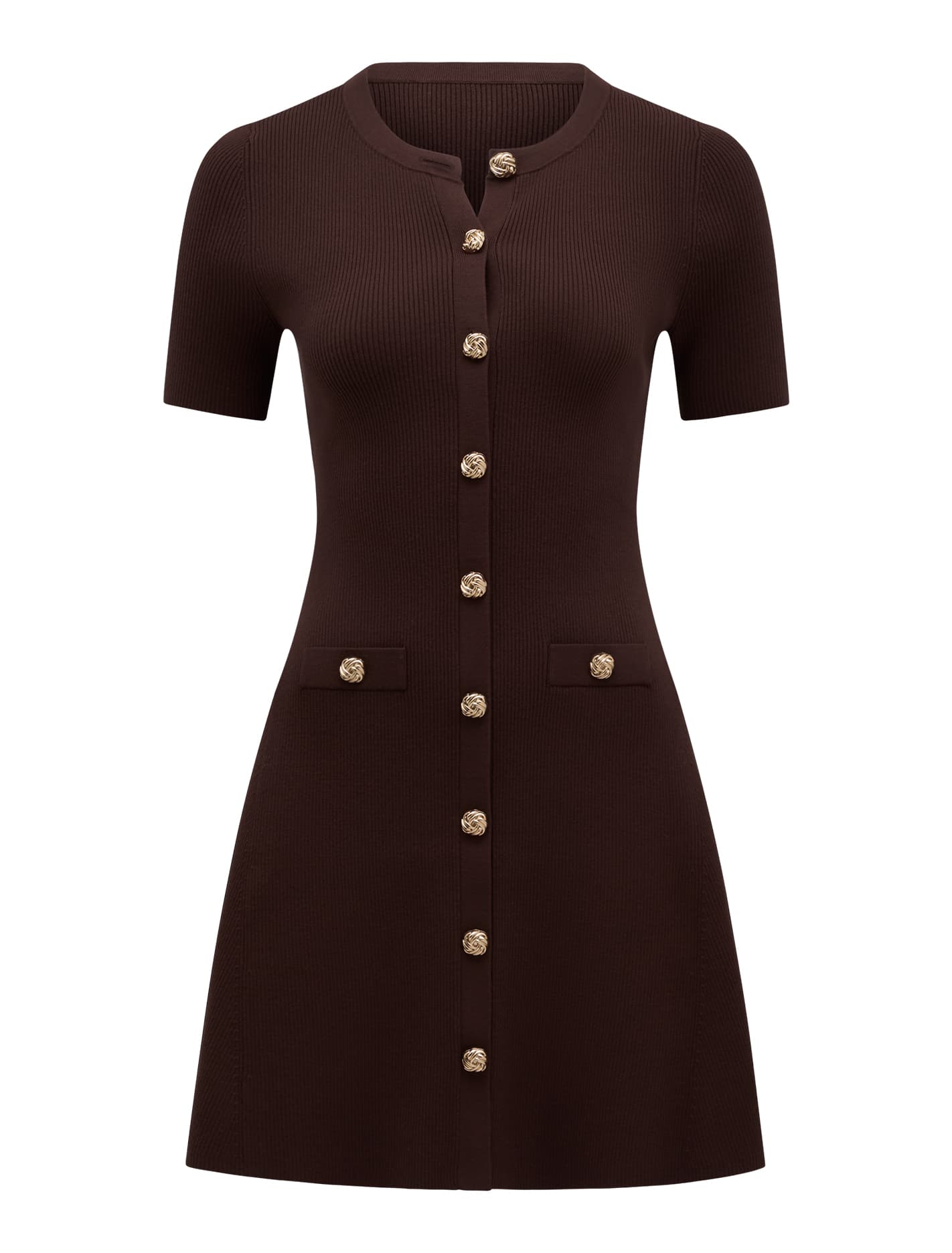 Mallory Knitted Mini Dress Chocolate_mannequin