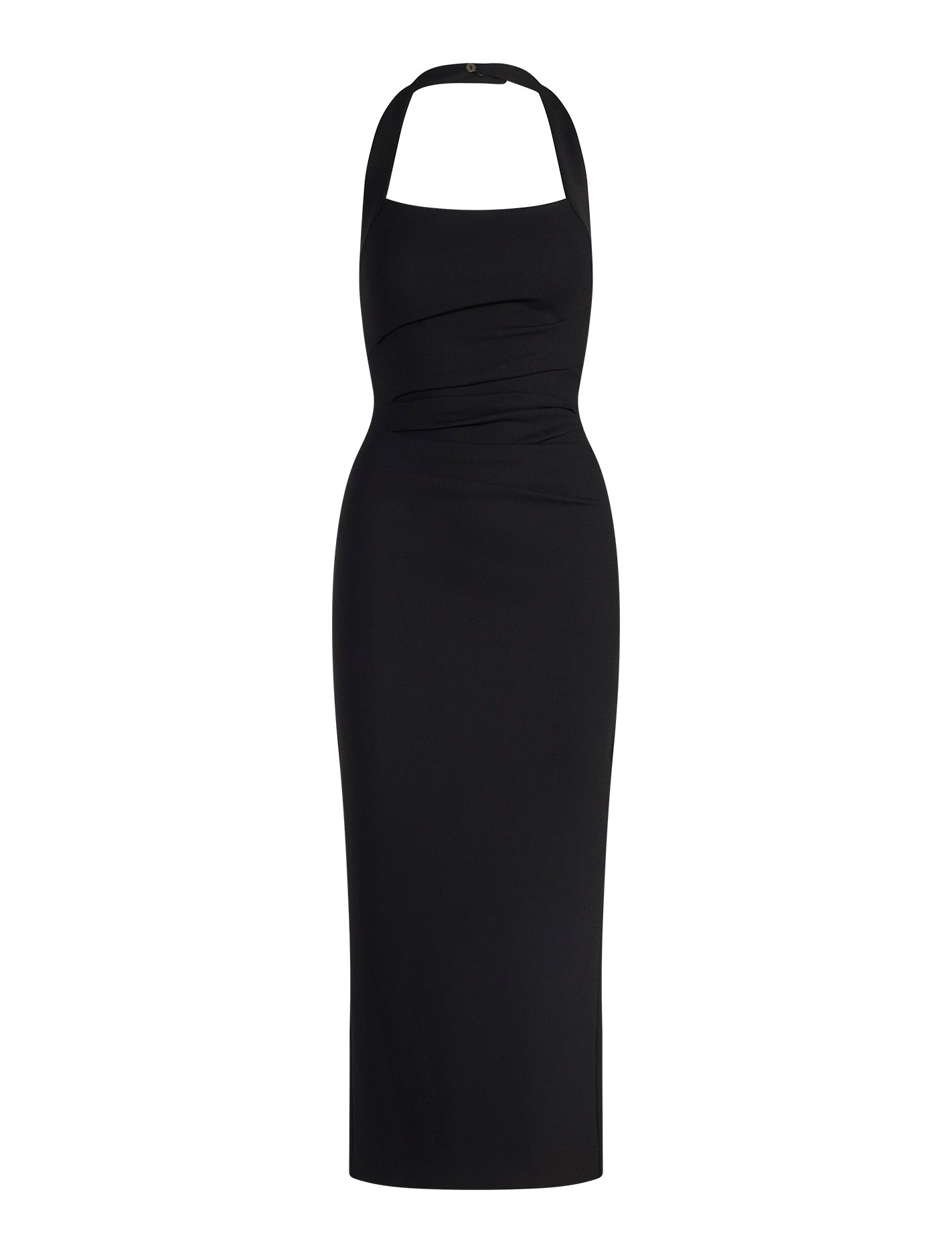 Georgie Halter Ruched Bodycon Dress Black_mannequin