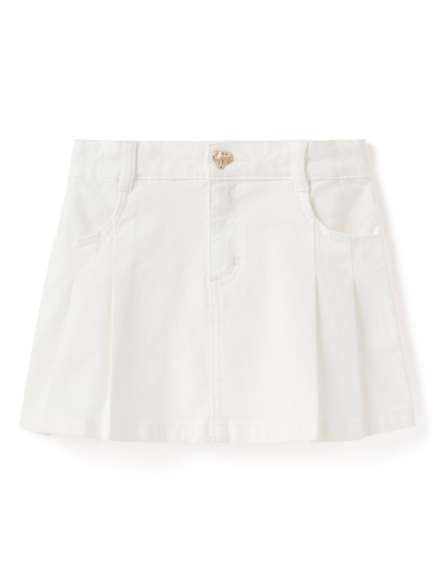 Davina Pleated Girls Denim Skirt White Cloud_mannequin