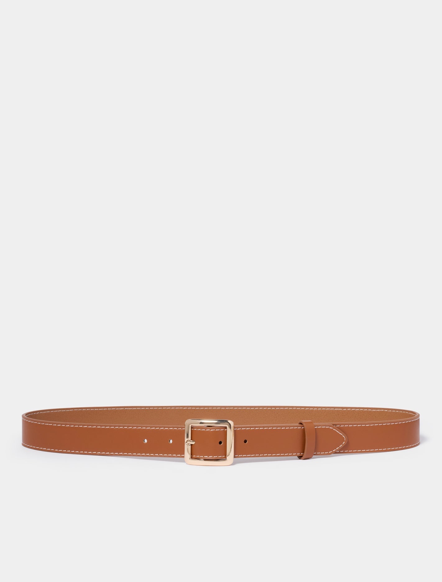 Saskia Square Buckle Belt Tan_mannequin