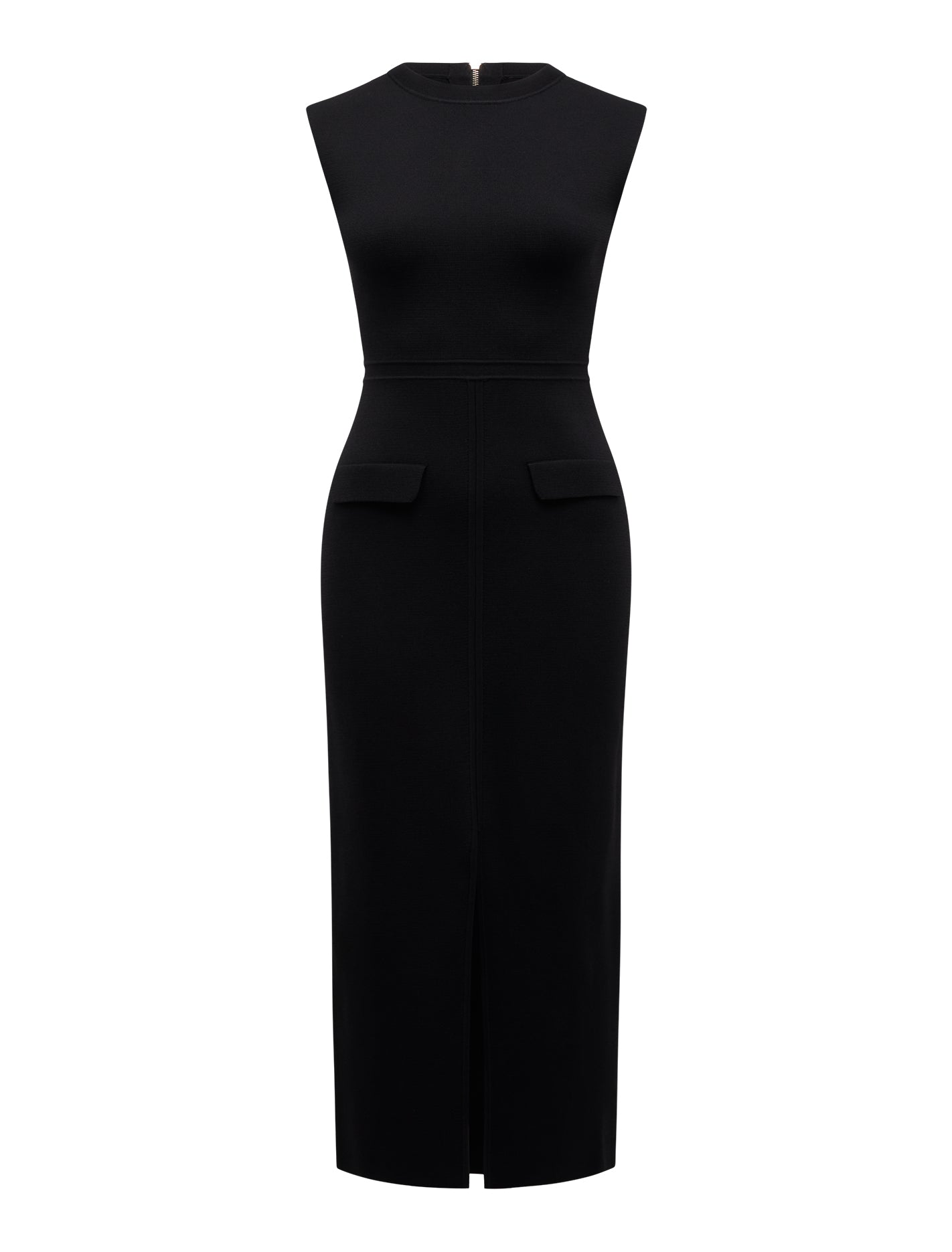 Chloe Extended Shoulder Knit Midi Dress Black_mannequin