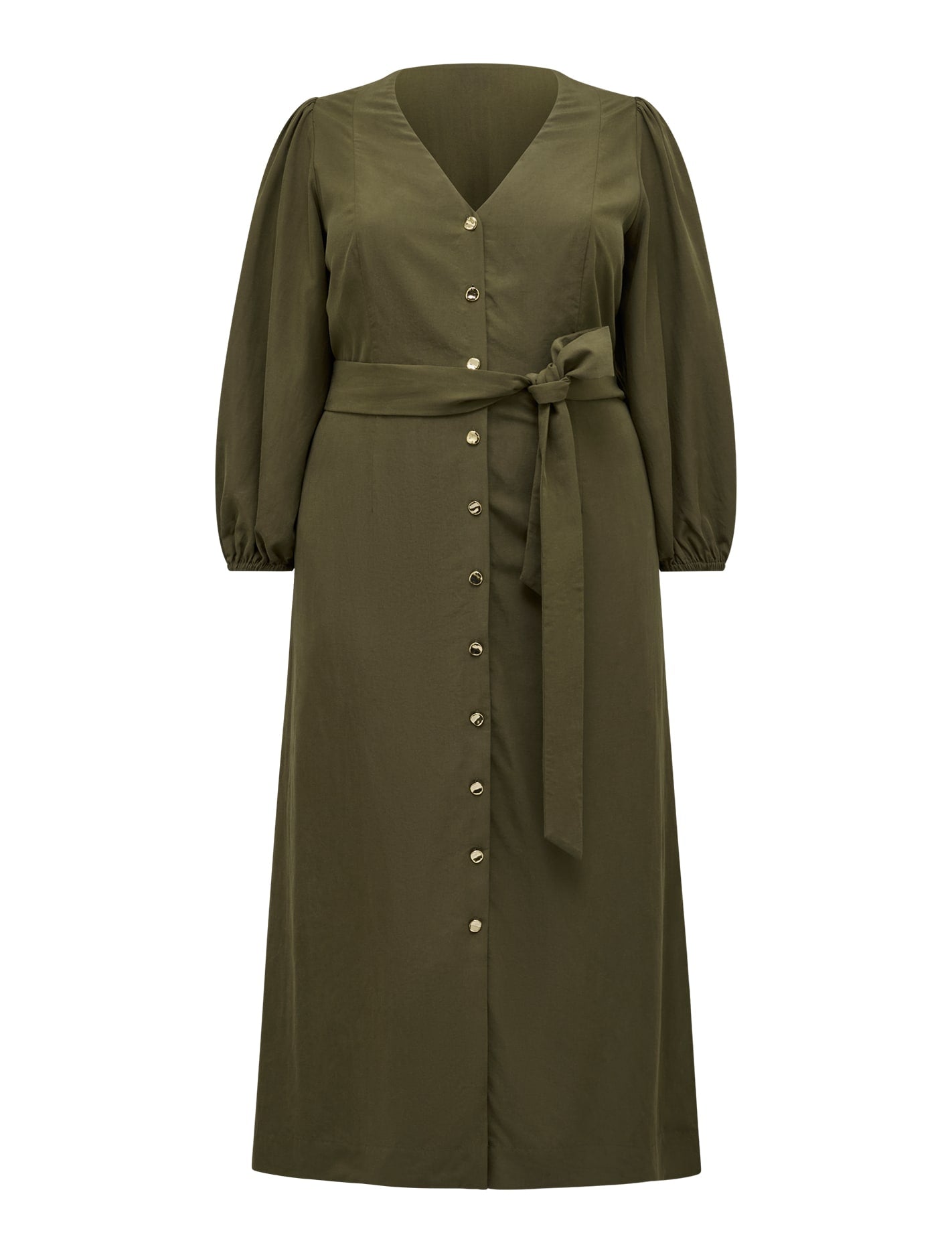 Harmonia Curve Button Midi Khaki_mannequin