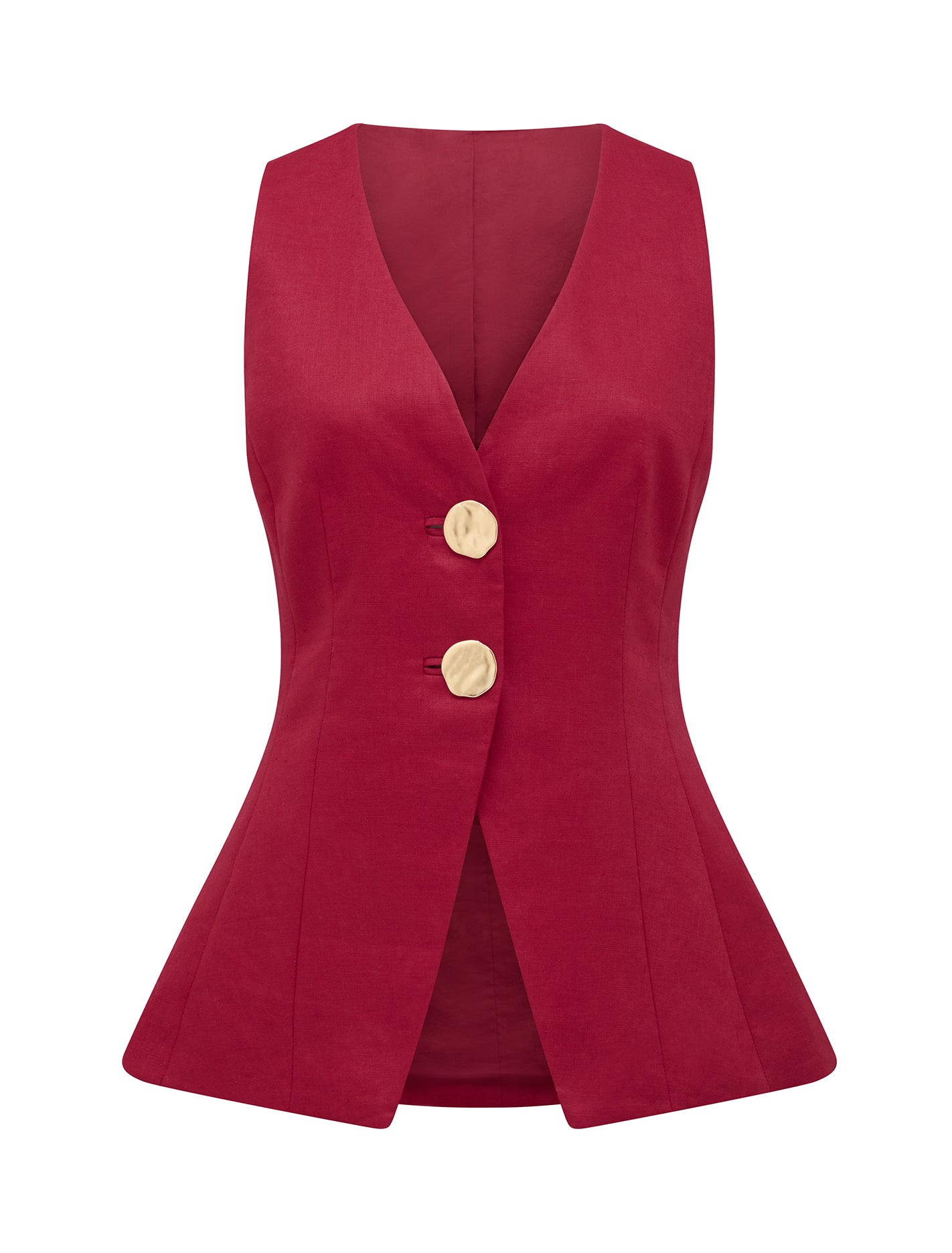 Winnie Longline Waistcoat Rio Red Co-ord_mannequin