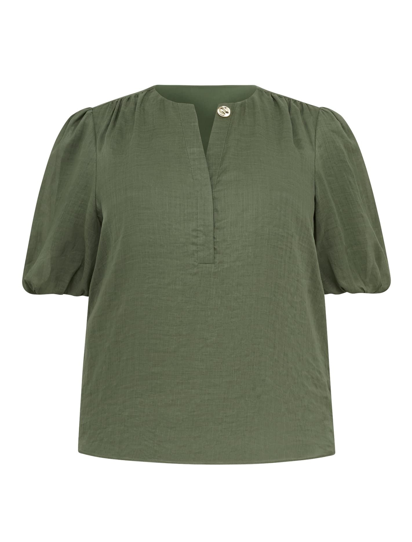 Gianna Curve Puff-Sleeve Blouse Khaki_mannequin