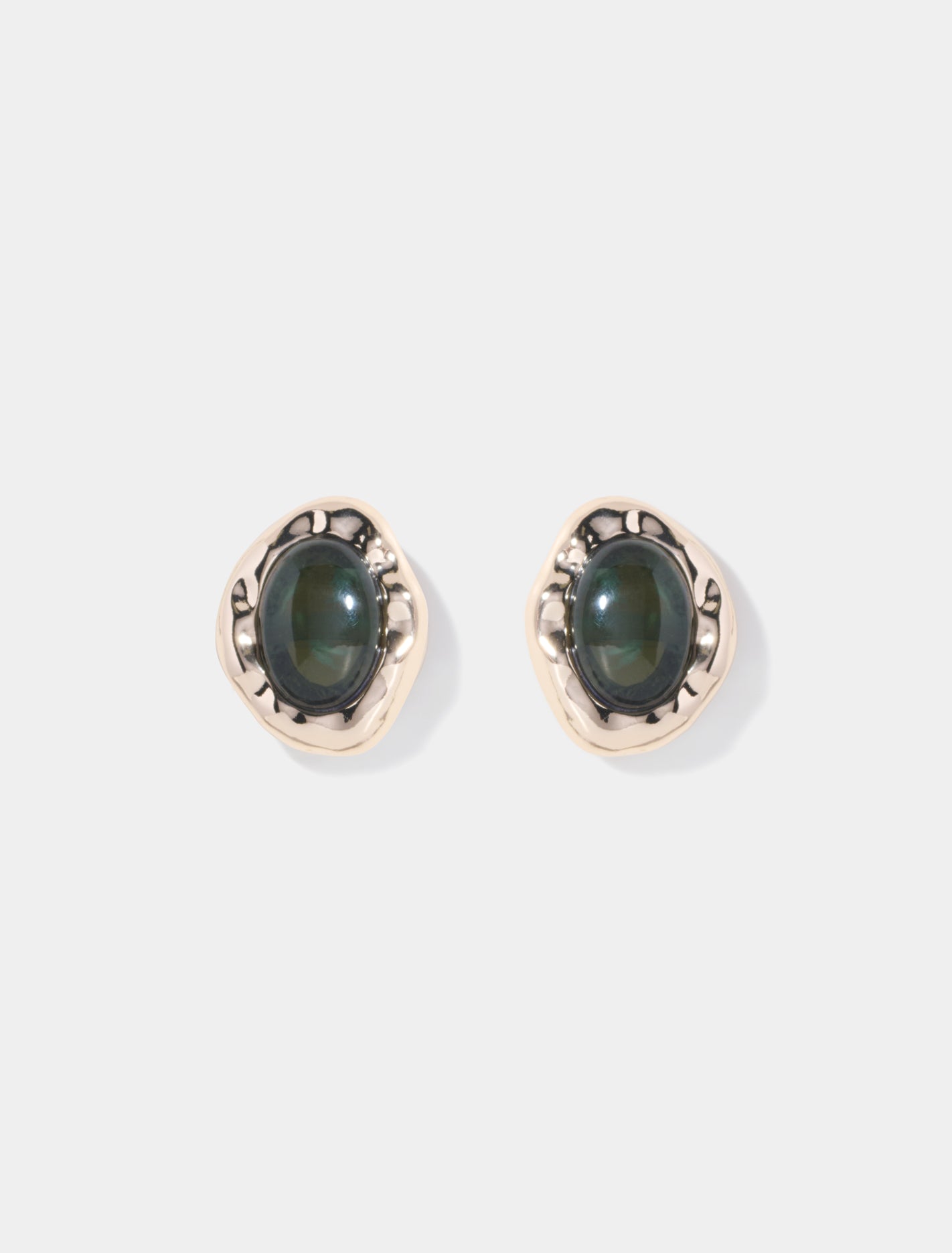 Aubree Organic Stone Stud Earrings Green/Gold_mannequin
