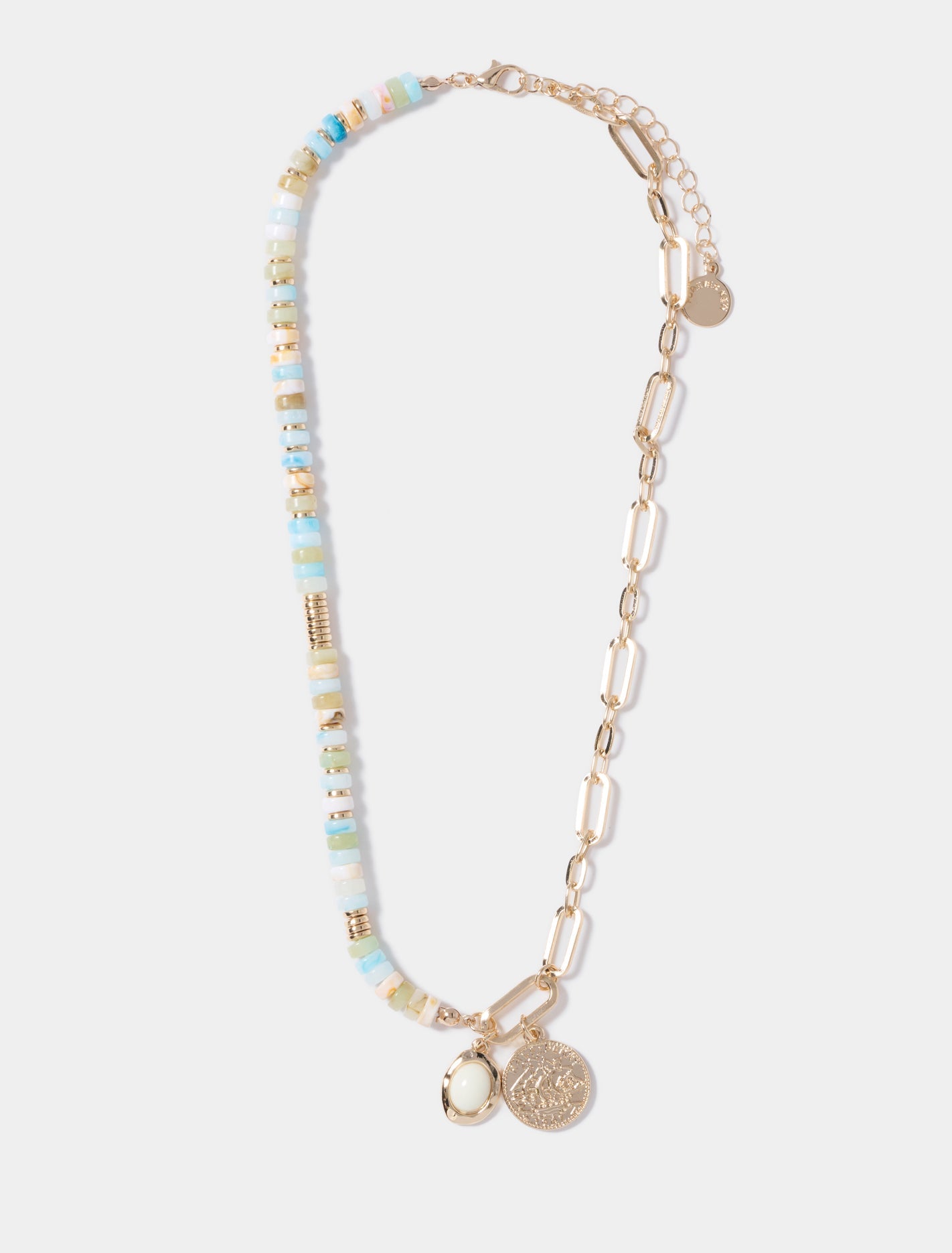 Bailee Stone and Chain Necklace Multi_mannequin
