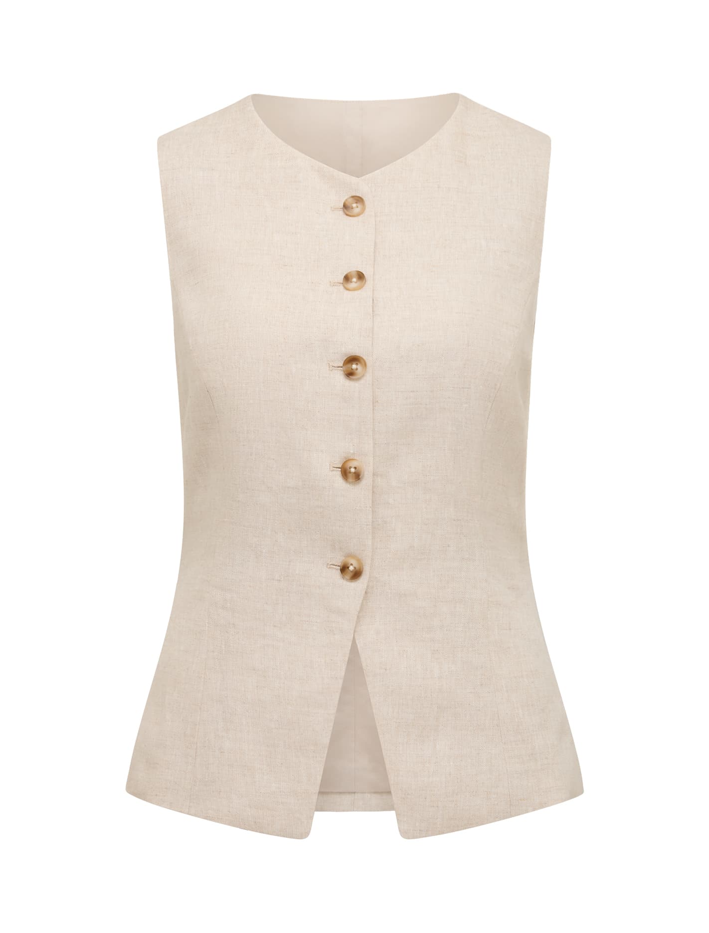 Carla Linen Waistcoat Neutral Set_mannequin