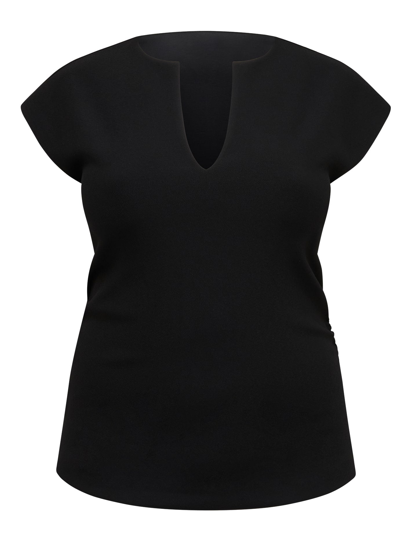 Montana Curve V Neck Top Black_mannequin