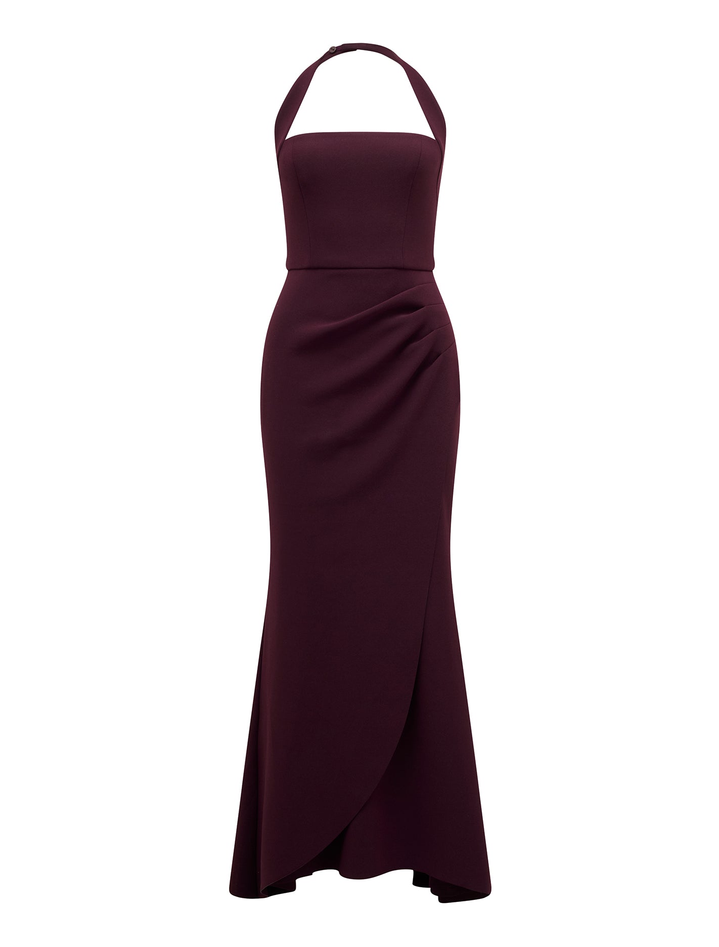 Willow Petite Halter-Wrap Maxi Dress Shiraz_mannequin