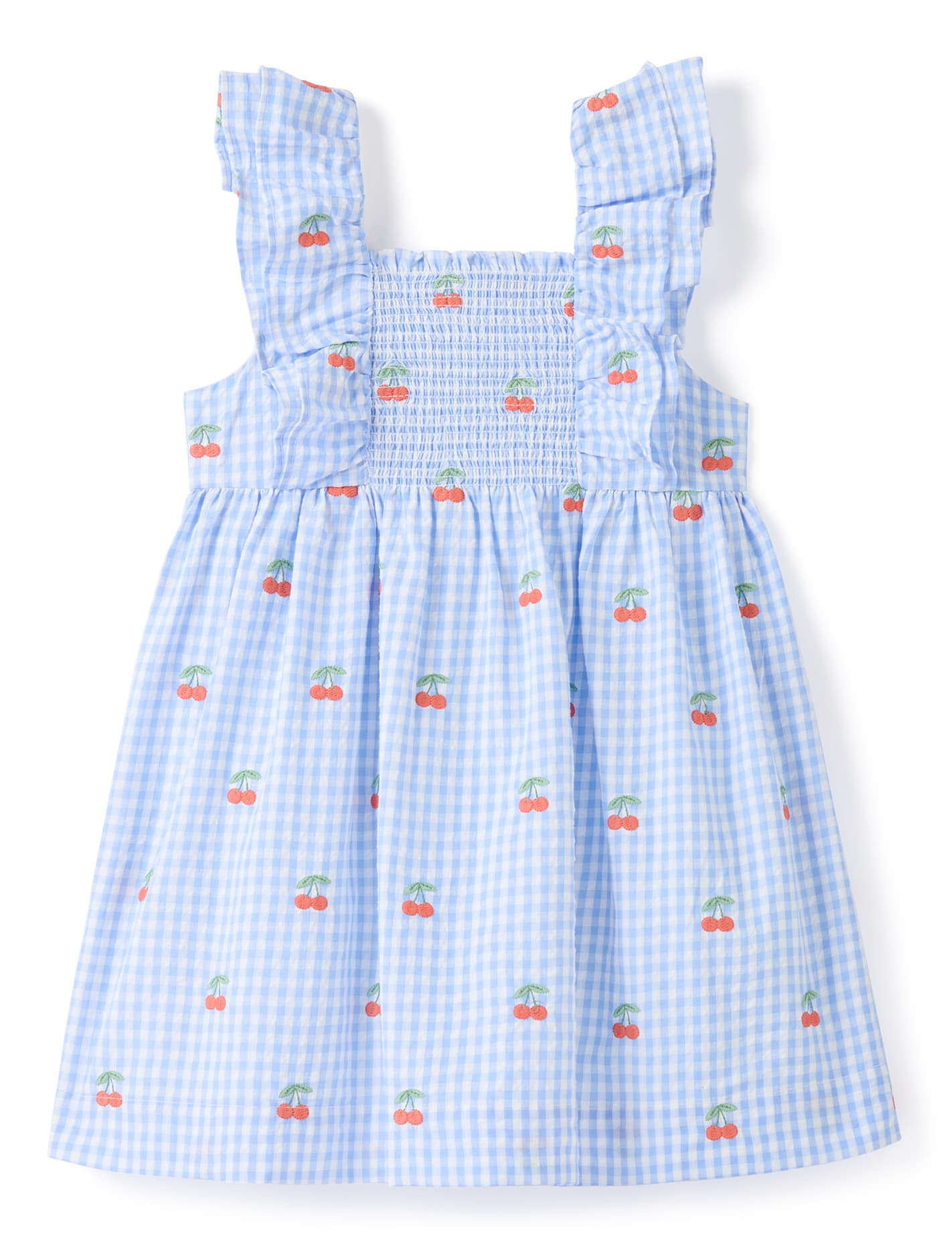 Brianna Girls Shirred Emb Dress Cherry Check_mannequin