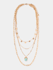 Aurora Layered Necklace Turquoise/Gold_mannequin