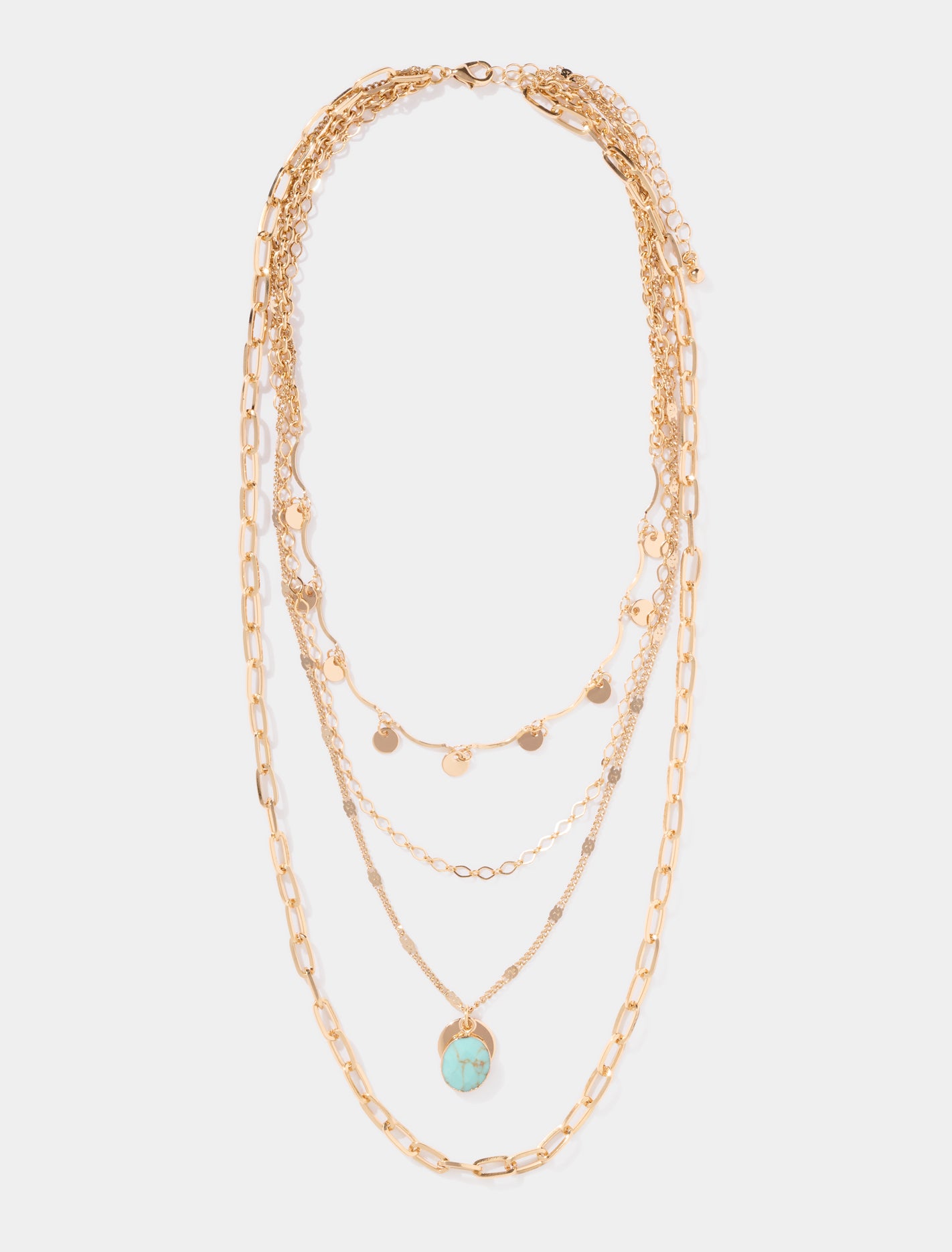 Aurora Layered Necklace Turquoise/Gold_mannequin