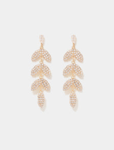 Melody Stone Petal Drop Earrings Gold/Crystal_mannequin