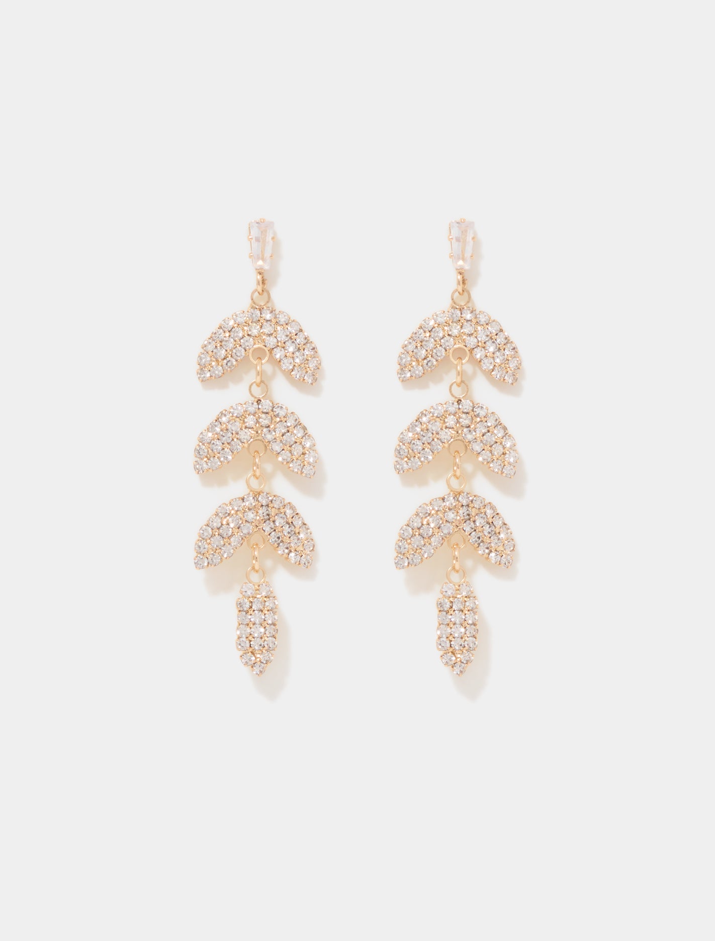 Melody Stone Petal Drop Earrings Gold/Crystal_mannequin