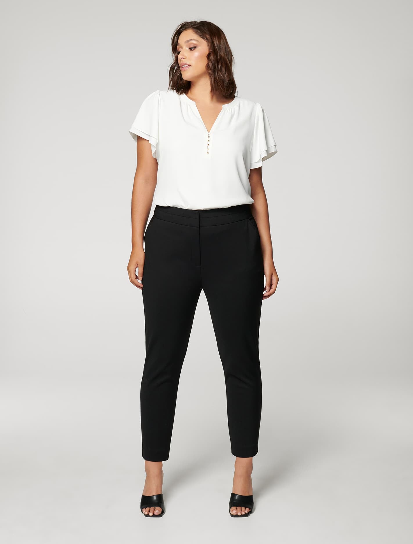 Audrey Curve High-Waist Cropped Pants Black