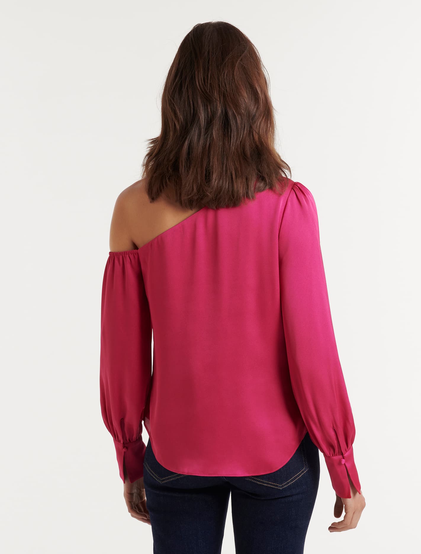 Lana Satin Tipped Shoulder Pink Peacock