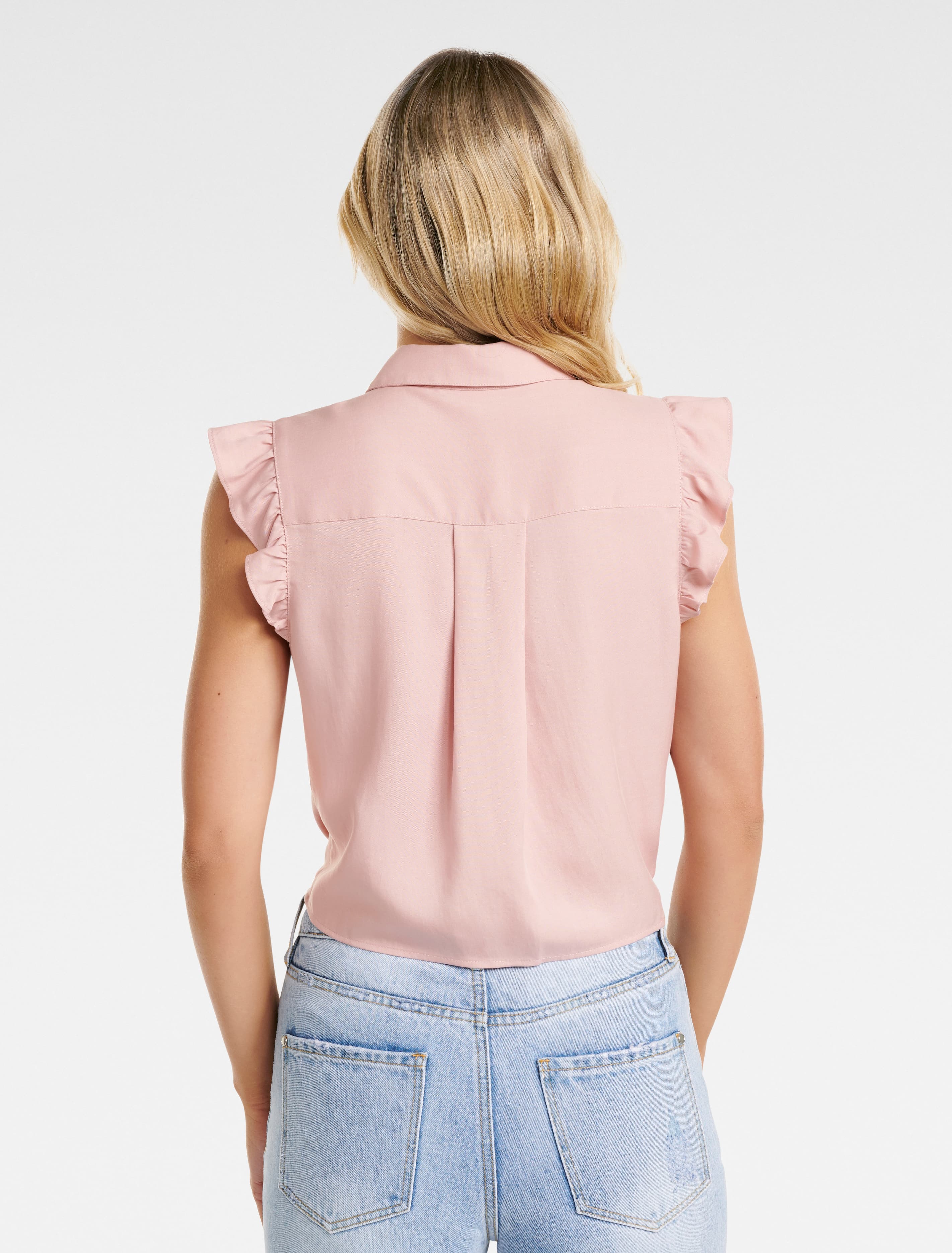 Zoe Frill Sleeve Tie Front Shirt PENSIVE PINK