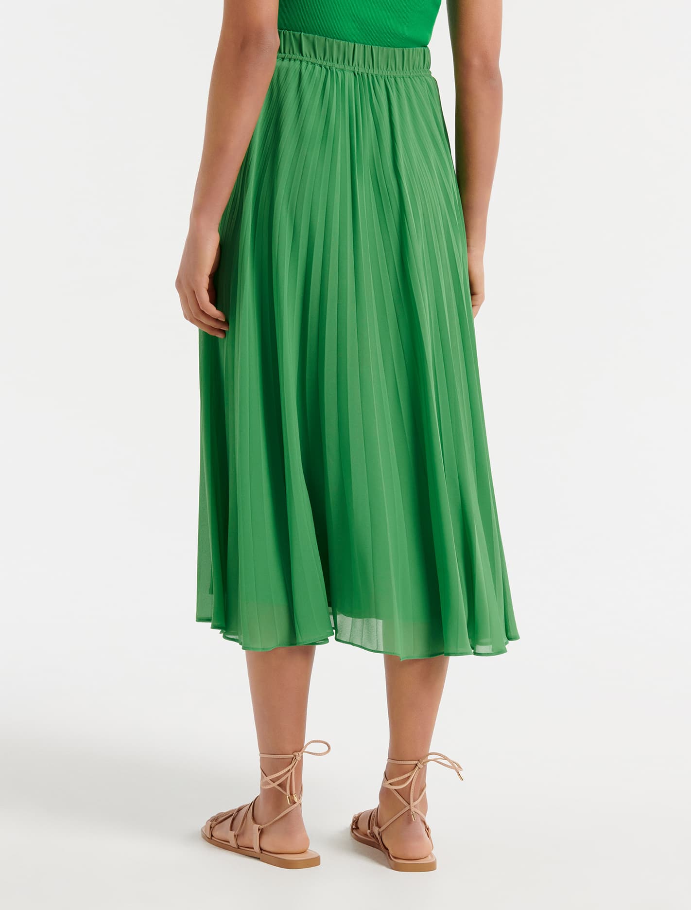 Harper Pleated Midi Skirt Energetic Jade