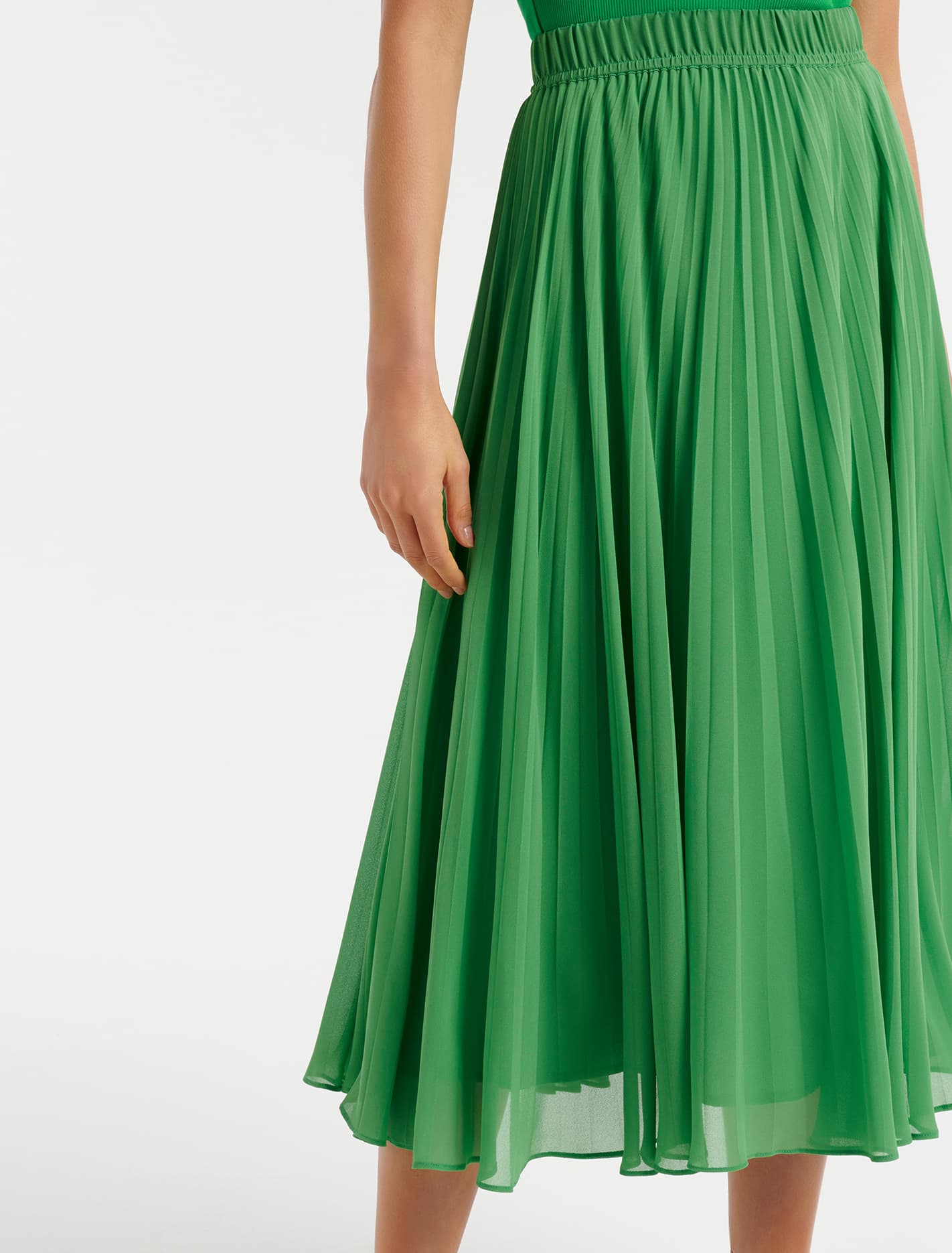 Harper Pleated Midi Skirt Energetic Jade