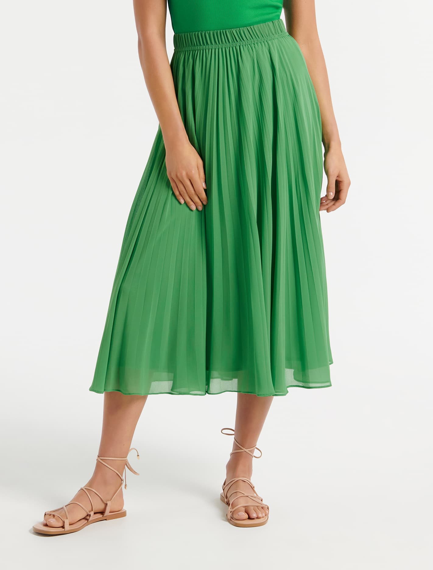 Harper Pleated Midi Skirt Energetic Jade