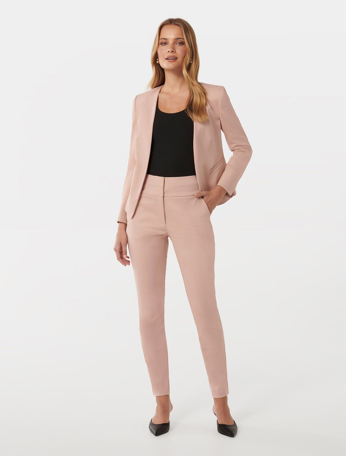 Georgia High Waist Full Length Pants Musk Suit
