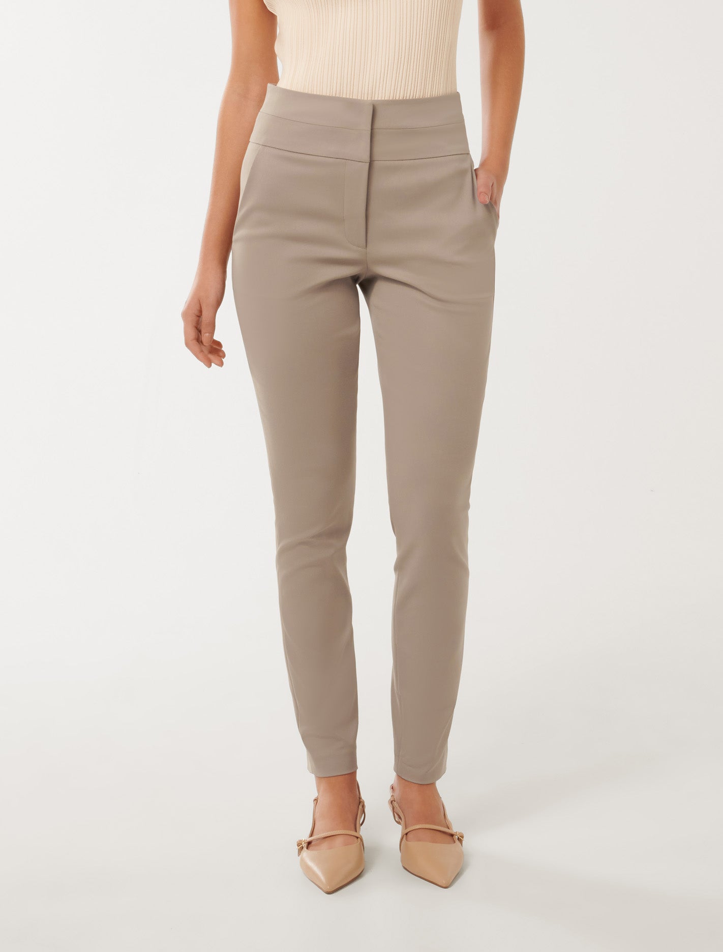 Georgia High-Waist Full-Length Pants Taupe