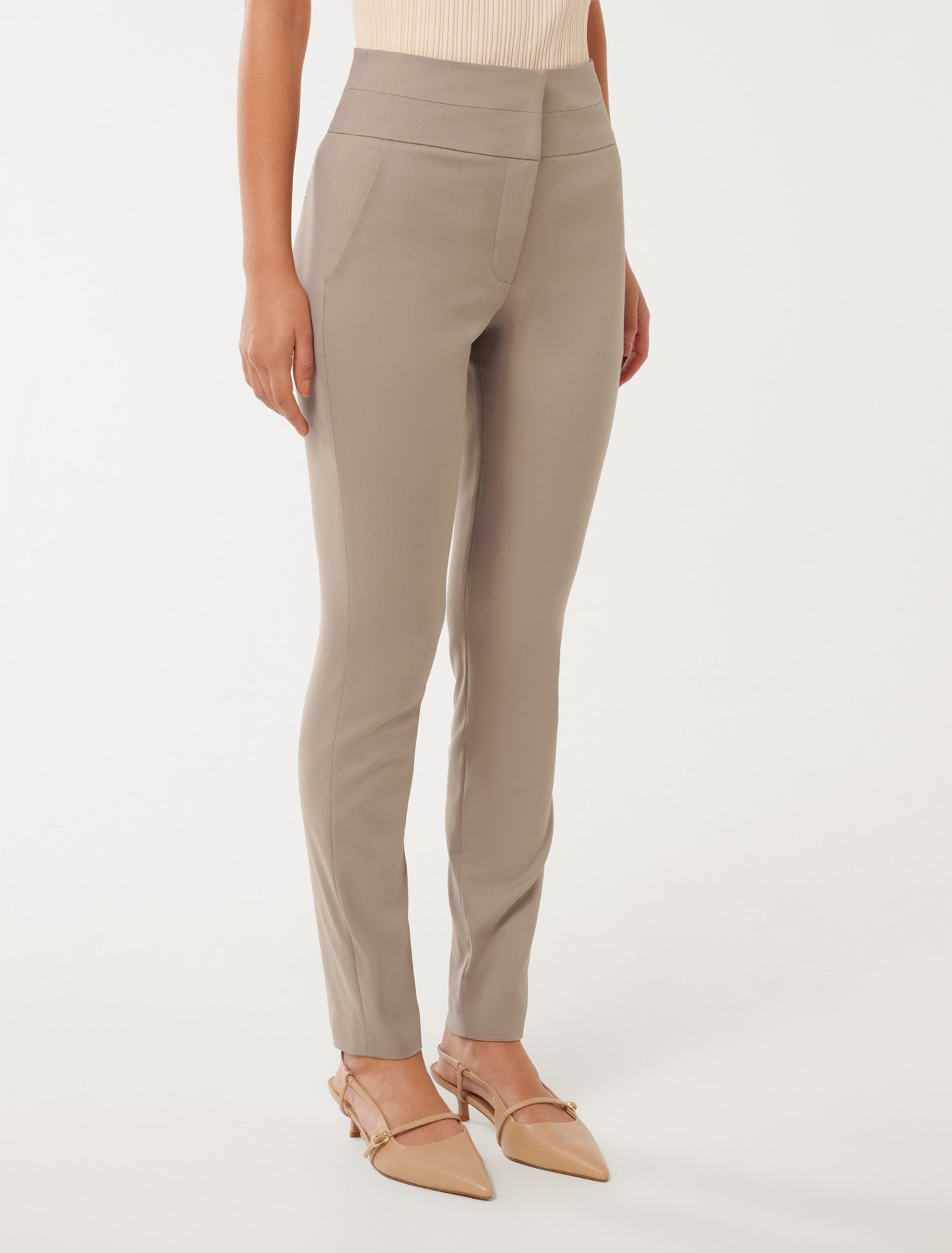 Georgia High-Waist Full-Length Pants Taupe